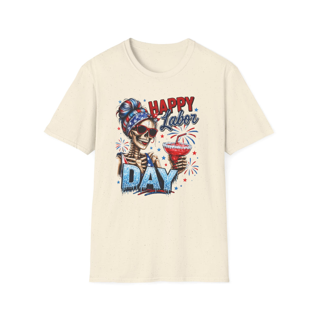 Labor Day Skull Tee — "Happy Labor Day" Patriotic Skull Graphic T-Shirt