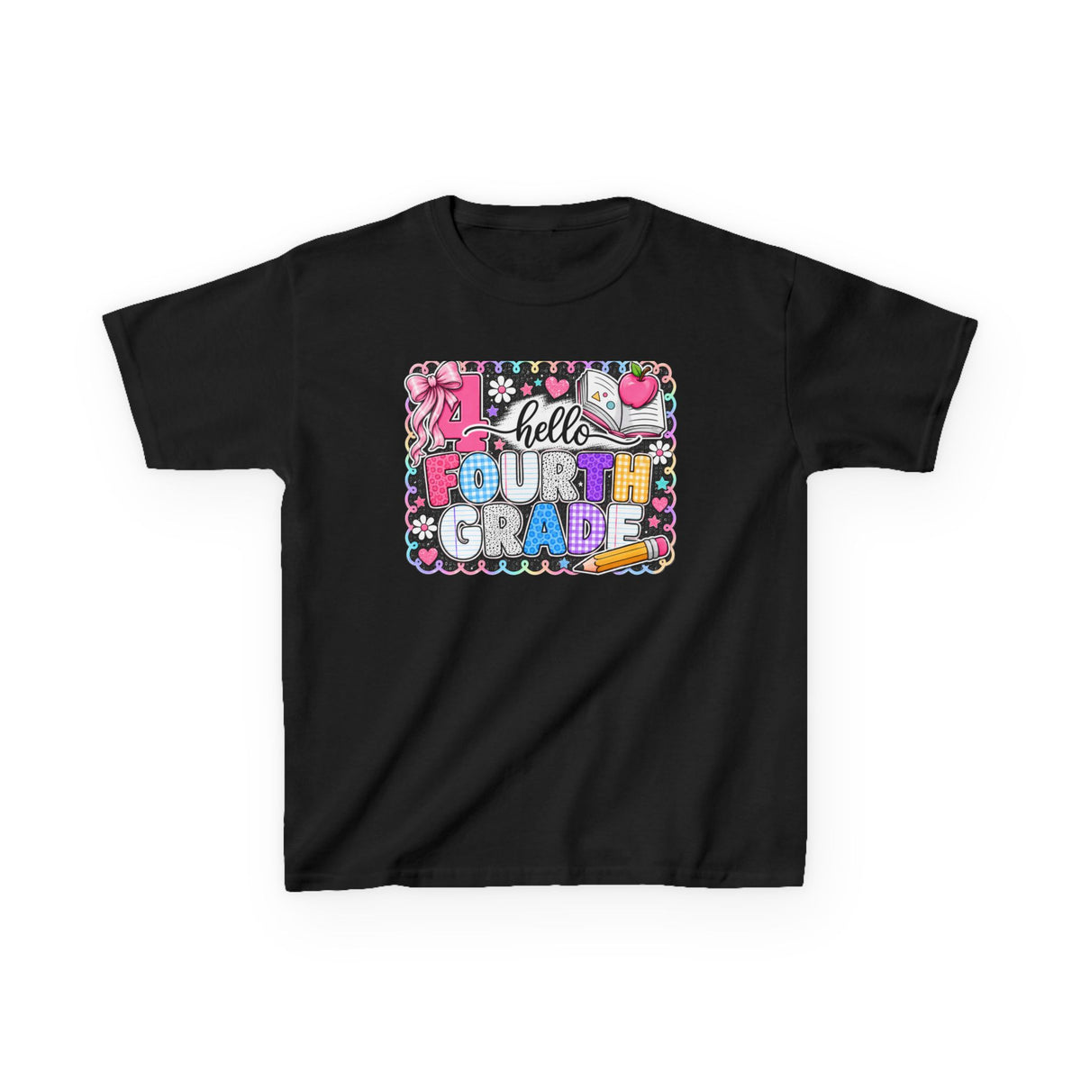 Hello Fourth Grade Kids Tee — Colorful Back-to-School Shirt for Girls & Boys