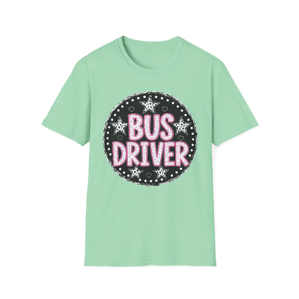 Bus Driver T‑Shirt — Retro Chalkboard Stars Design