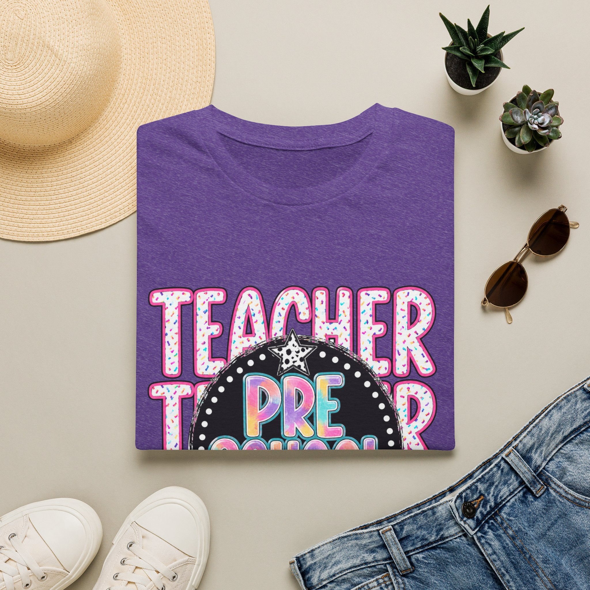 Preschool Teacher T‑Shirt — Cute Colorful 'Pre School' Chalkboard Design