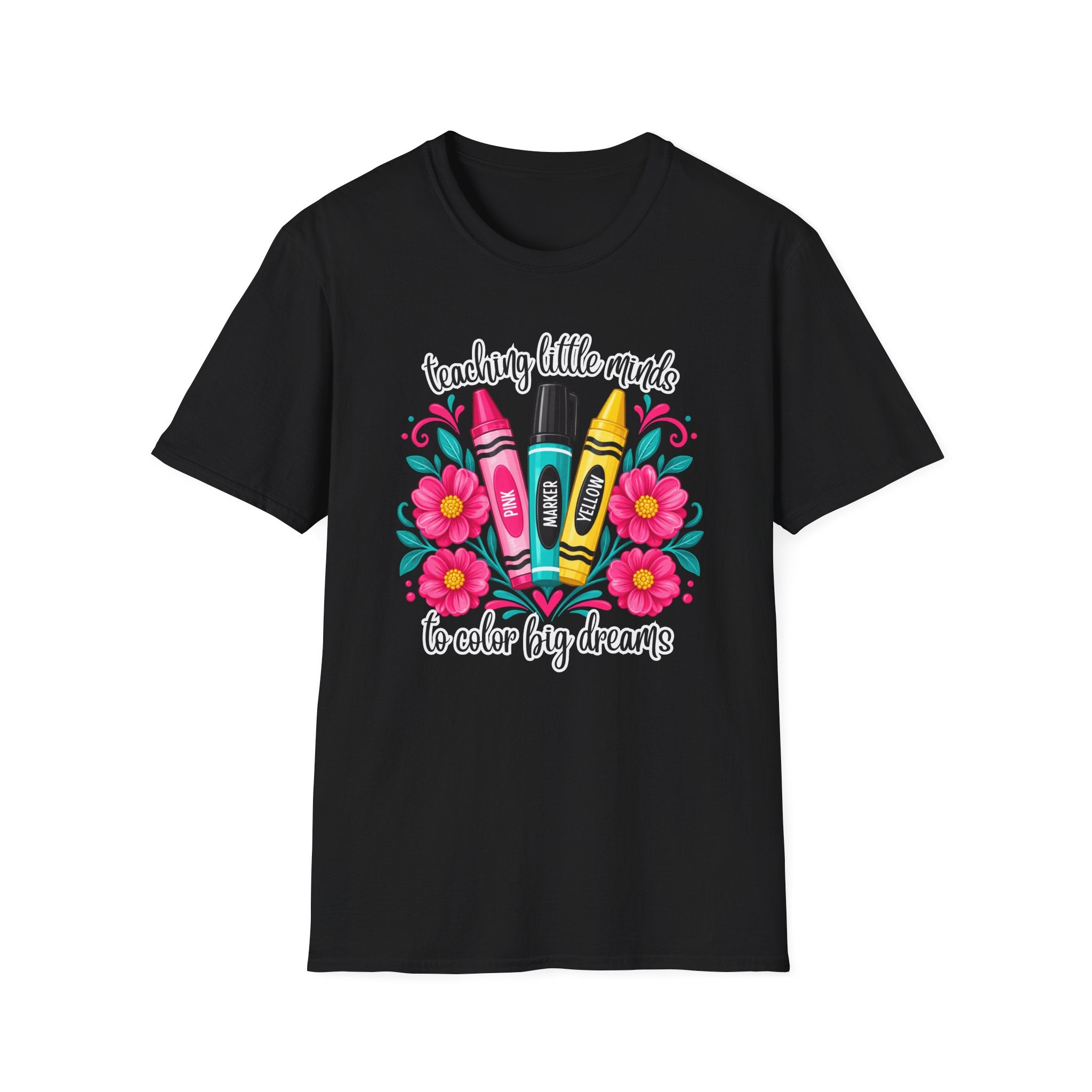Teaching Little Minds T-Shirt — 'Teaching Little Minds, We Color Big Dreams' Cute Crayon Teacher Tee