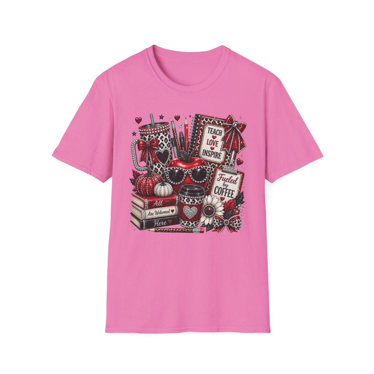 Teacher Love Inspire T‑Shirt — Fueled by Coffee Back‑to‑School Tee for Educators