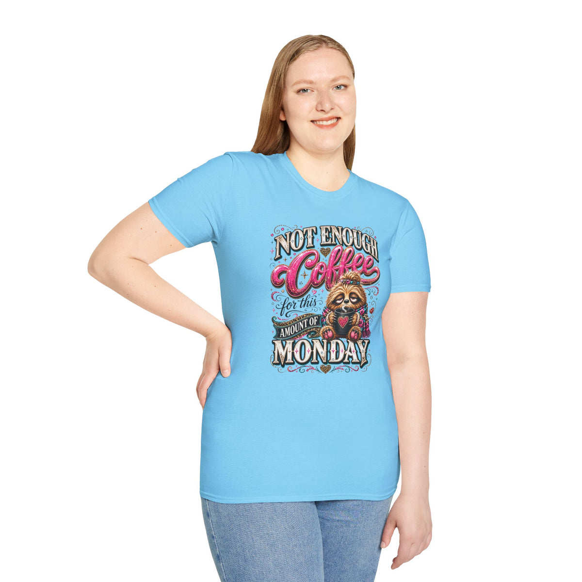 Coffee Sloth T‑Shirt — "Not Enough Coffee for This Monday" Funny Cozy Tee