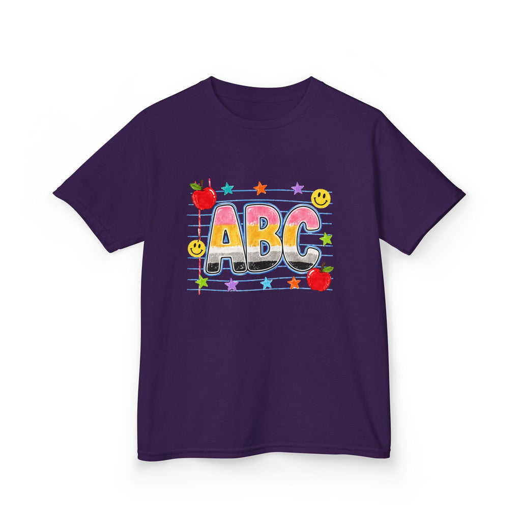 Kids ABC School T-Shirt — Colorful Back-to-School Tee with Apples & Stars