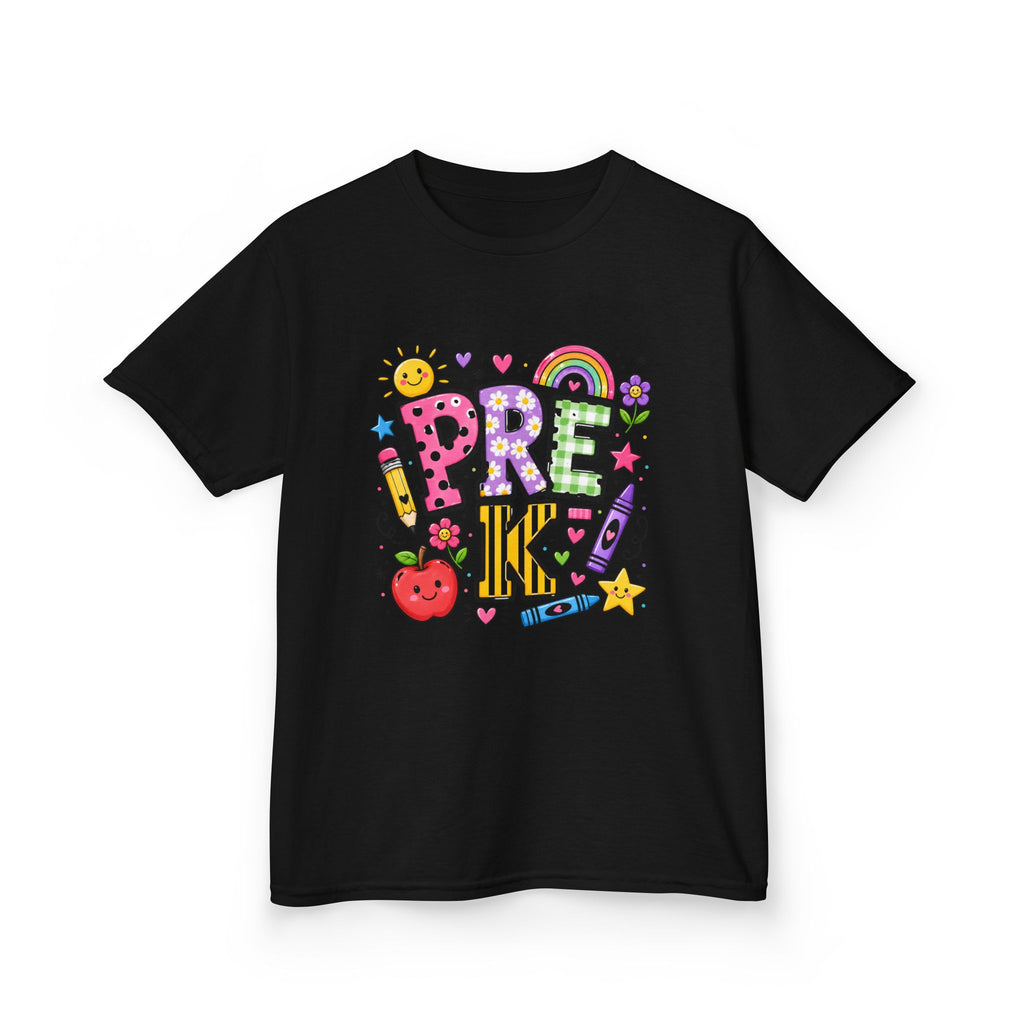 Kids Tee — Colorful 'PRE-K!' Back-to-School Shirt with Cute School Doodles