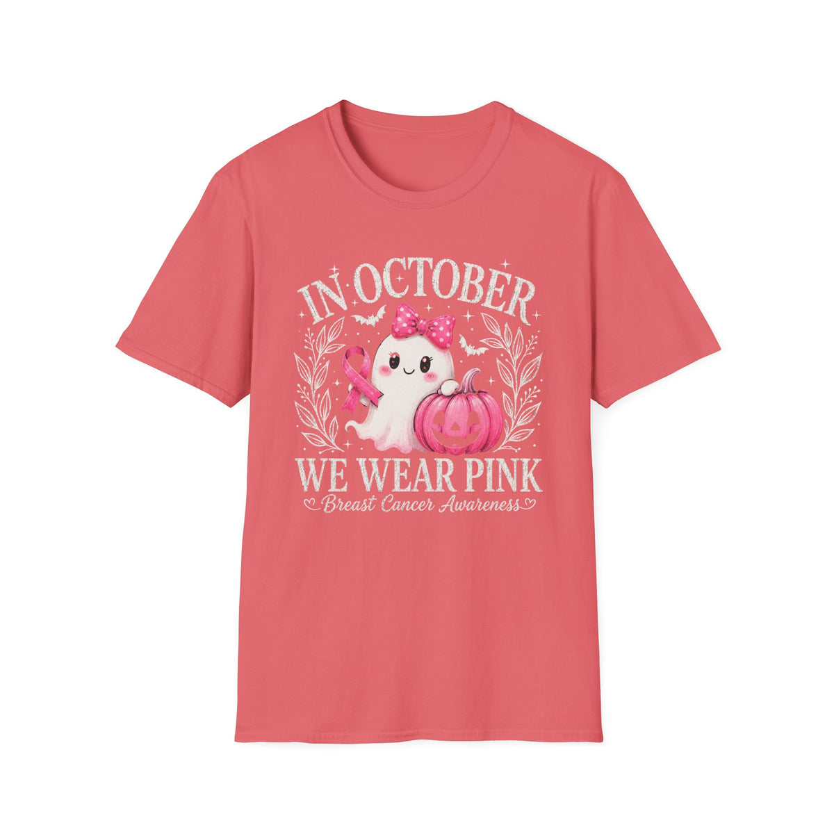 T-Shirt — "In October We Wear Pink" Breast Cancer Awareness Ghost Tee