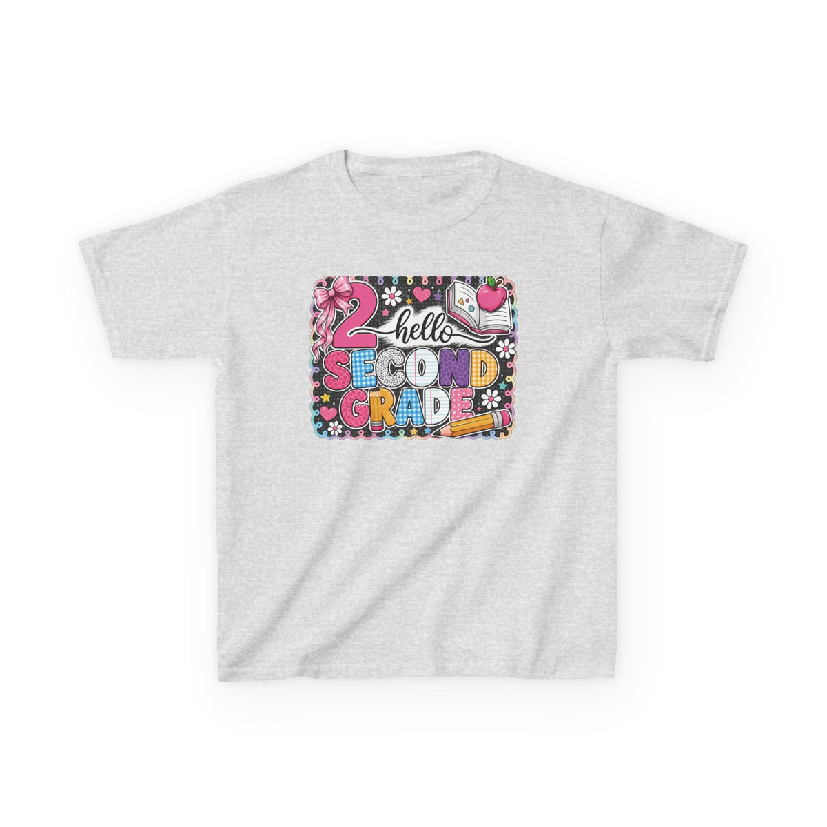 Second Grade Kids T‑Shirt - "Hello Second Grade" Colorful School Back-to-School Tee