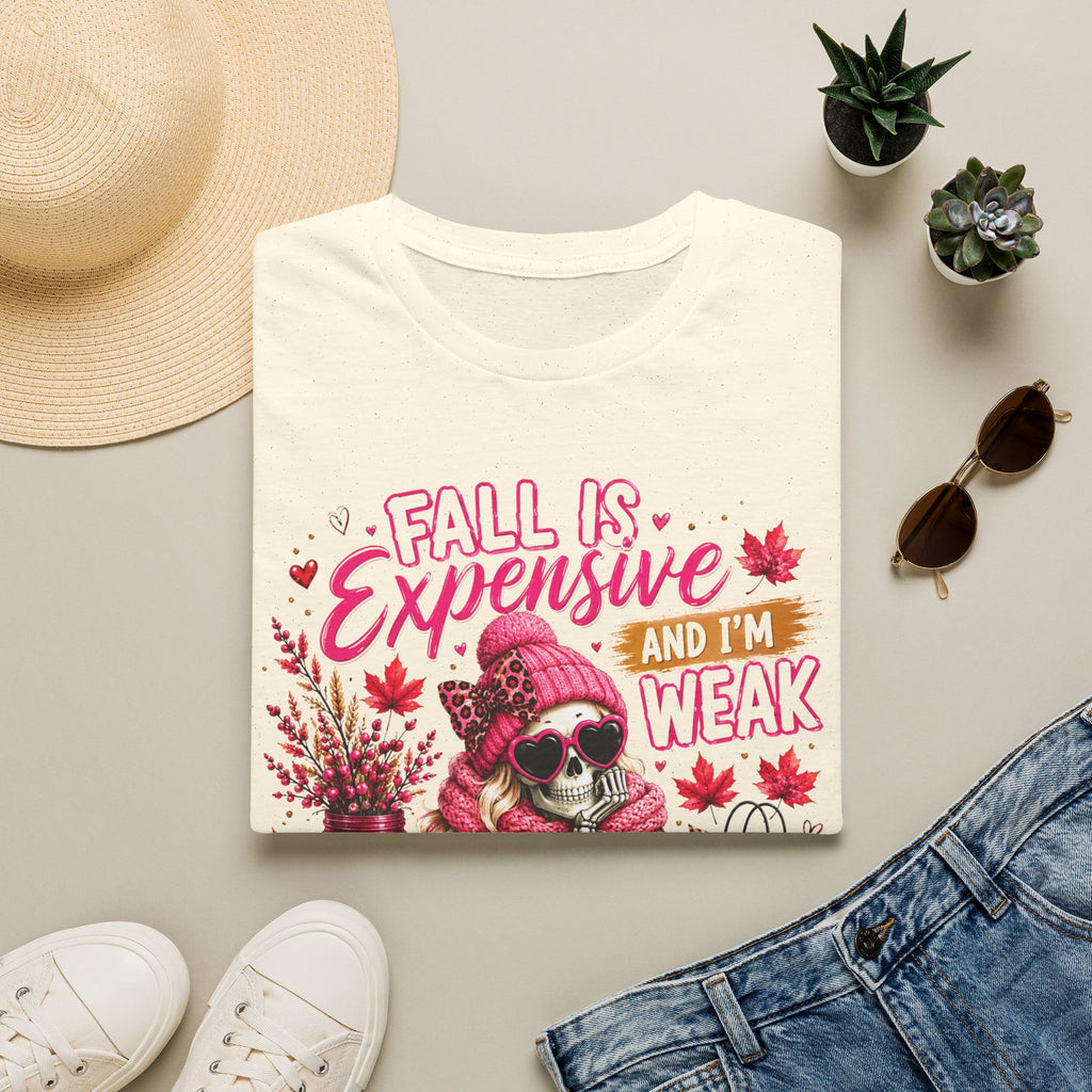 Fall Is Expensive And I’m Weak T-Shirt – Funny Autumn Skull Pumpkin Graphic Tee
