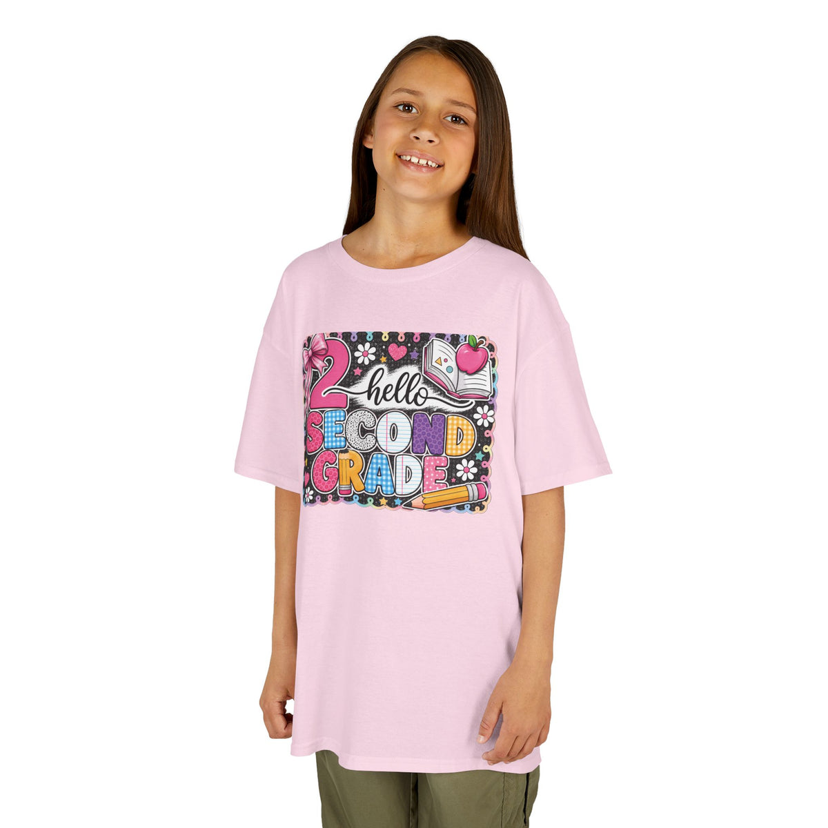 Second Grade Kids T‑Shirt - "Hello Second Grade" Colorful School Back-to-School Tee