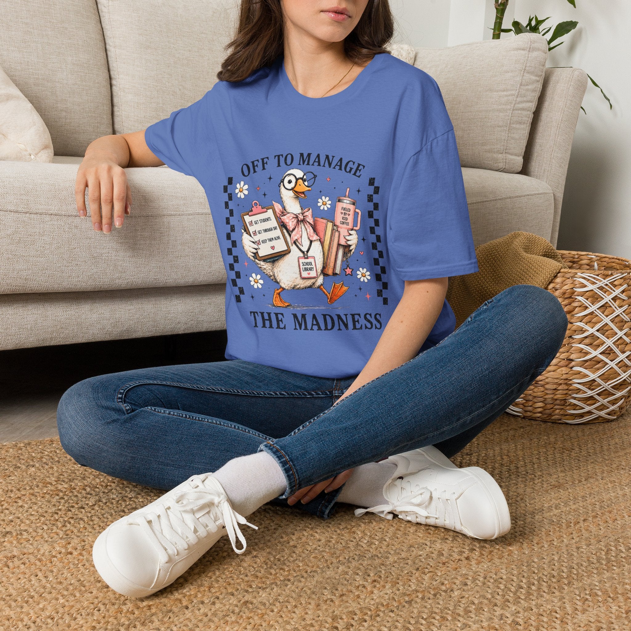 T-Shirt — "Off to Manage the Madness" Cute Duck Manager Graphic Tee