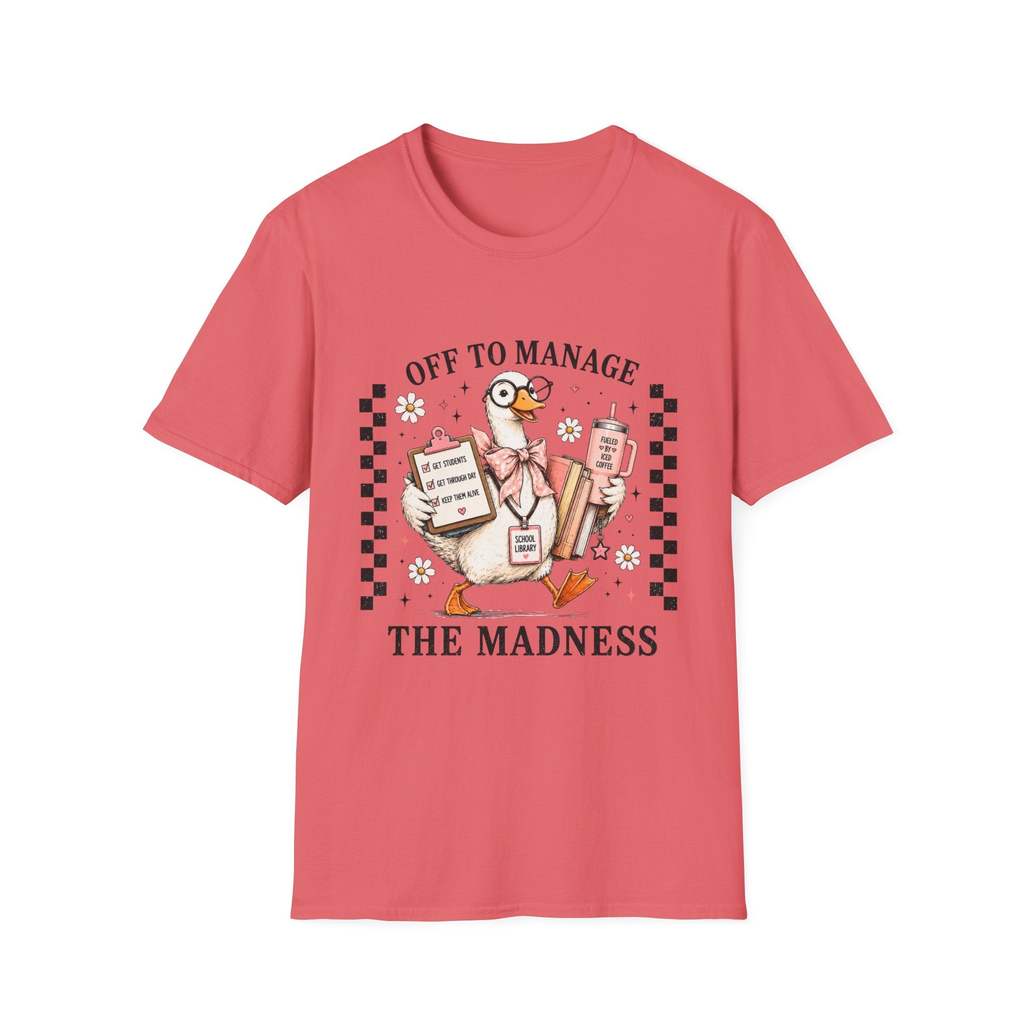 T-Shirt — "Off to Manage the Madness" Cute Duck Manager Graphic Tee