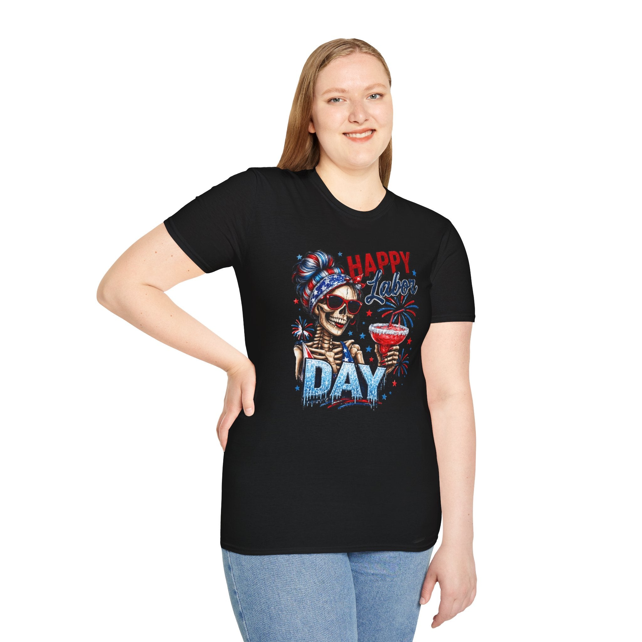 Labor Day Skull Tee — "Happy Labor Day" Patriotic Skull Graphic T-Shirt