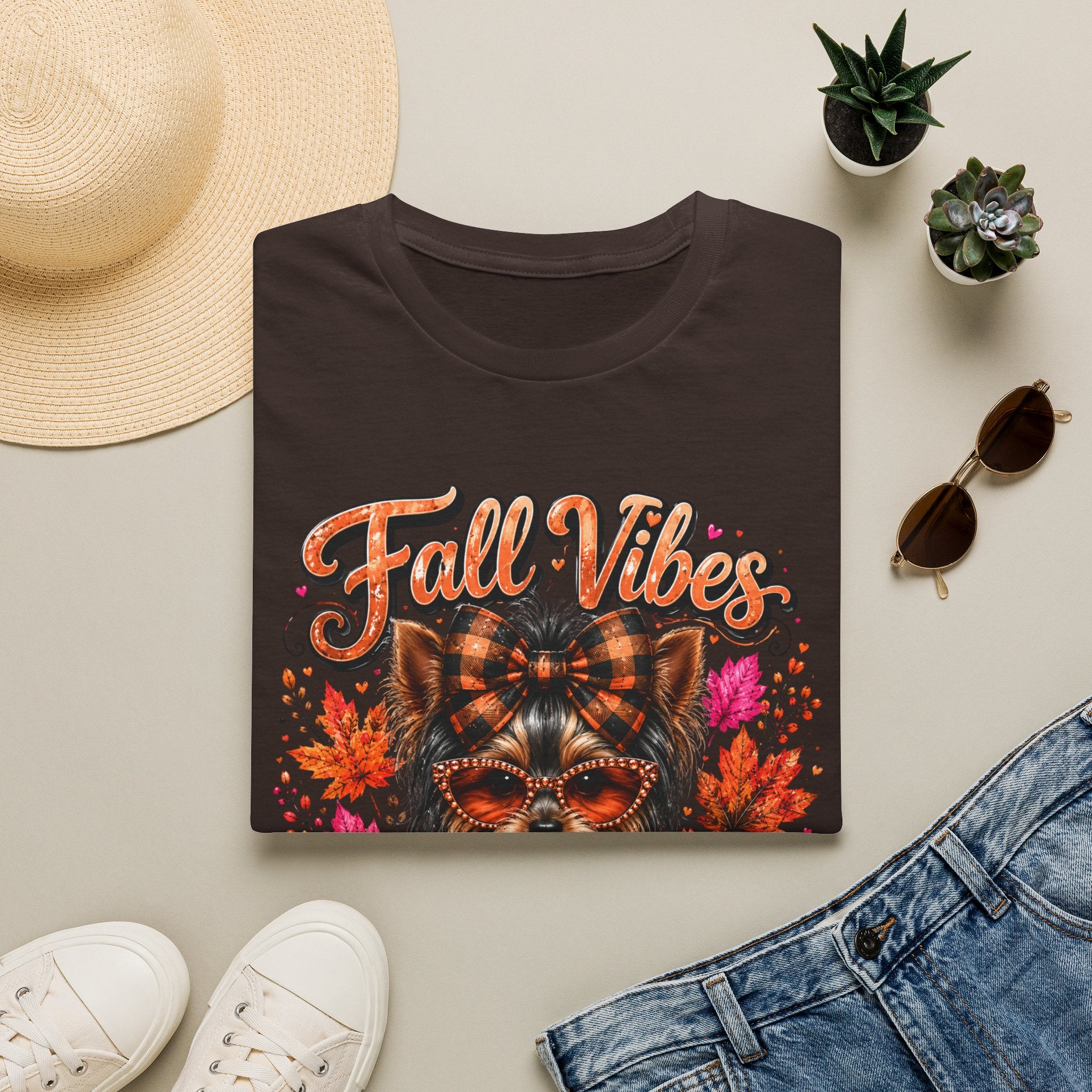 Fall Vibes T‑Shirt — Autumn Pumpkin Dog Graphic Tee