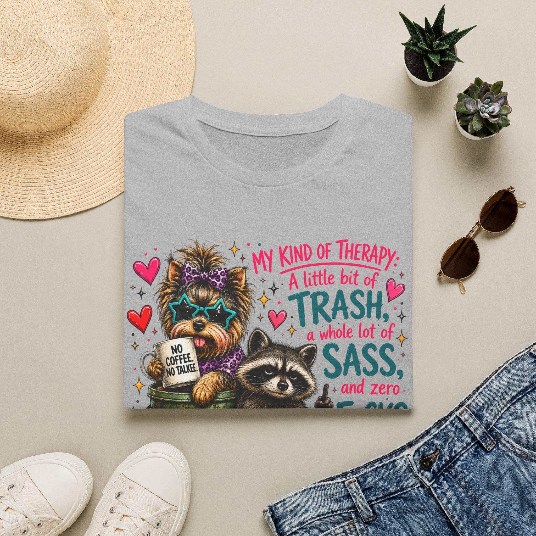 Funny ‘My Kind of Therapy’ Raccoon & Trash Panda T-Shirt — Sass & No Coffee Humor
