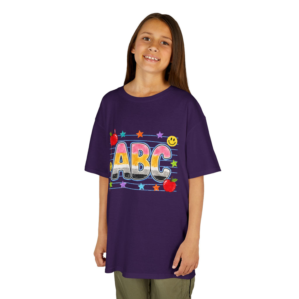 Kids ABC School T-Shirt — Colorful Back-to-School Tee with Apples & Stars