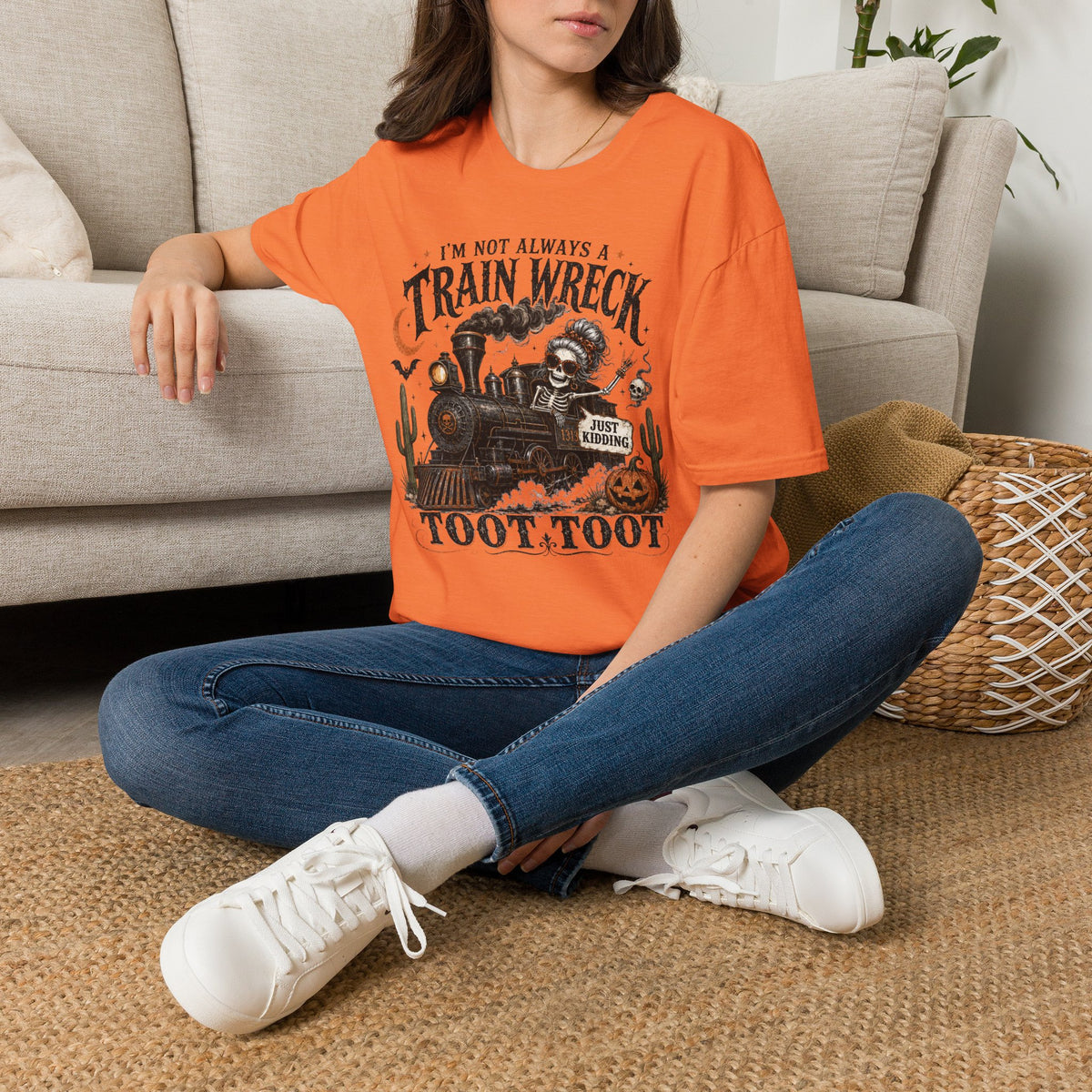 Train Wreck T‑Shirt — “I’m Not Always a Train Wreck…Just Toot Toot” Vintage Skeleton Locomotive Tee