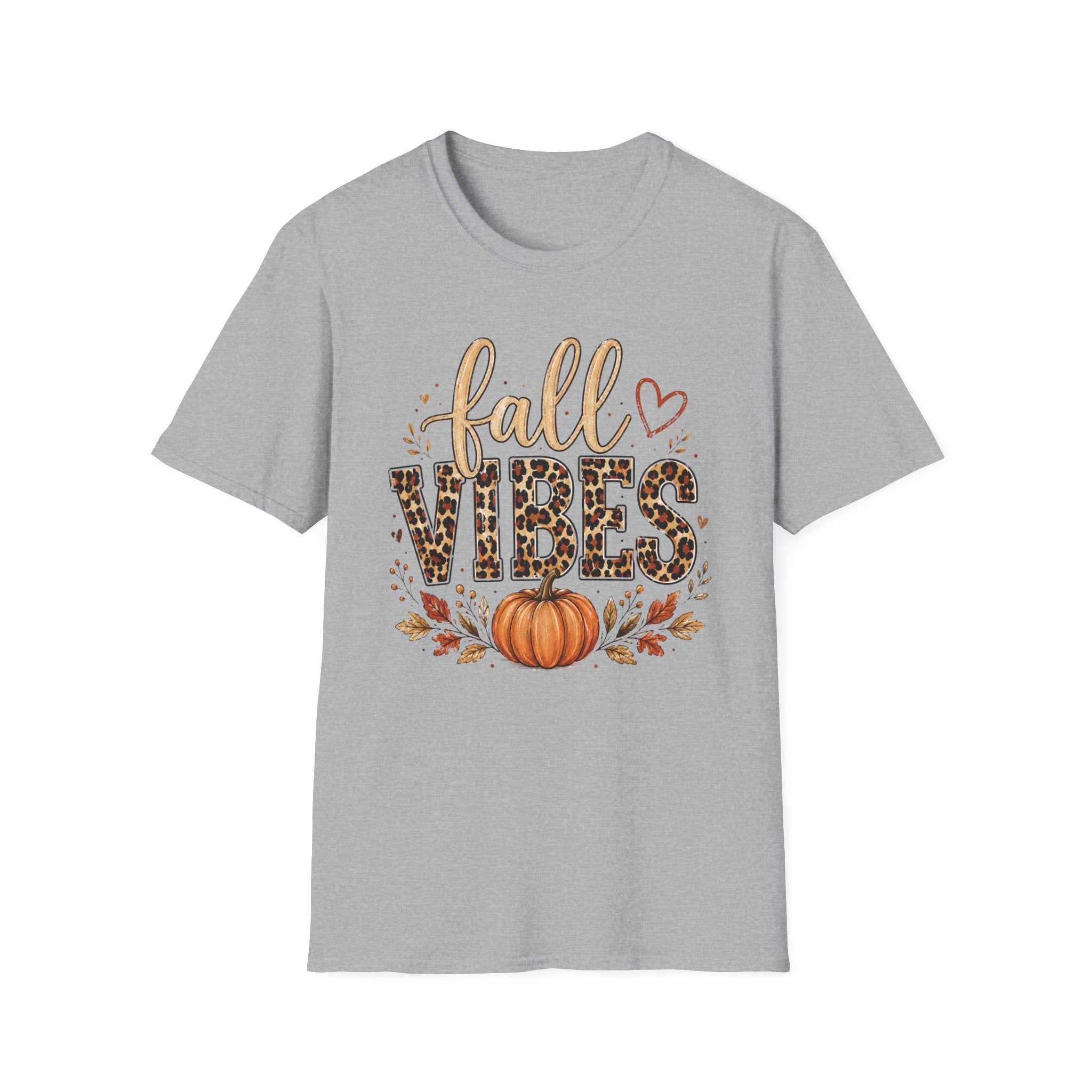 Fall Vibes T-Shirt — Leopard Print Pumpkin Autumn Graphic Tee
