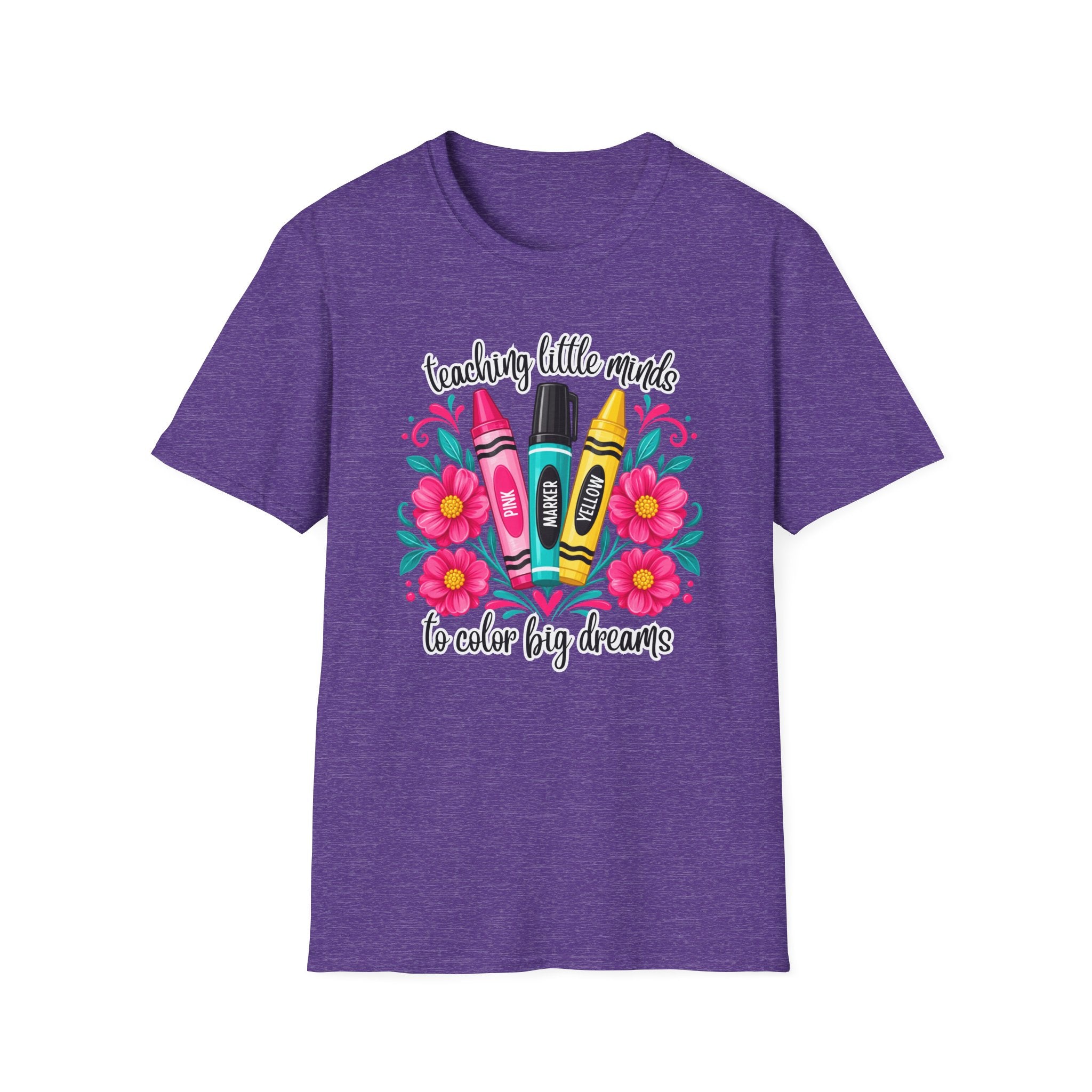 Teaching Little Minds T-Shirt — 'Teaching Little Minds, We Color Big Dreams' Cute Crayon Teacher Tee