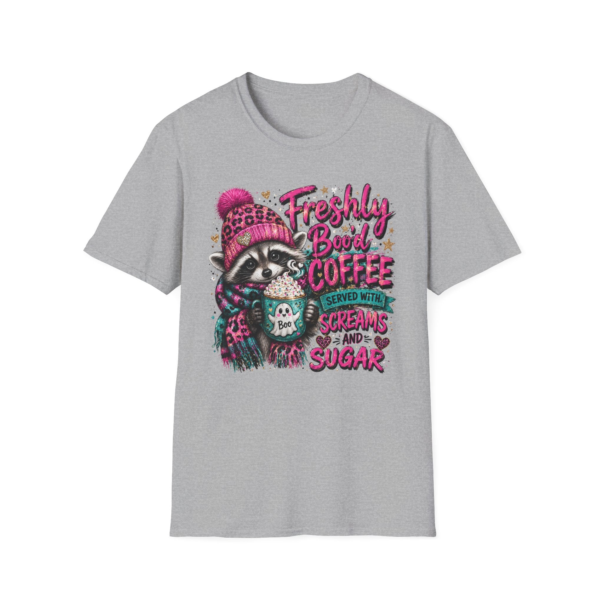 T-Shirt — "Freshly Brewed Coffee" Raccoon Graphic Tee