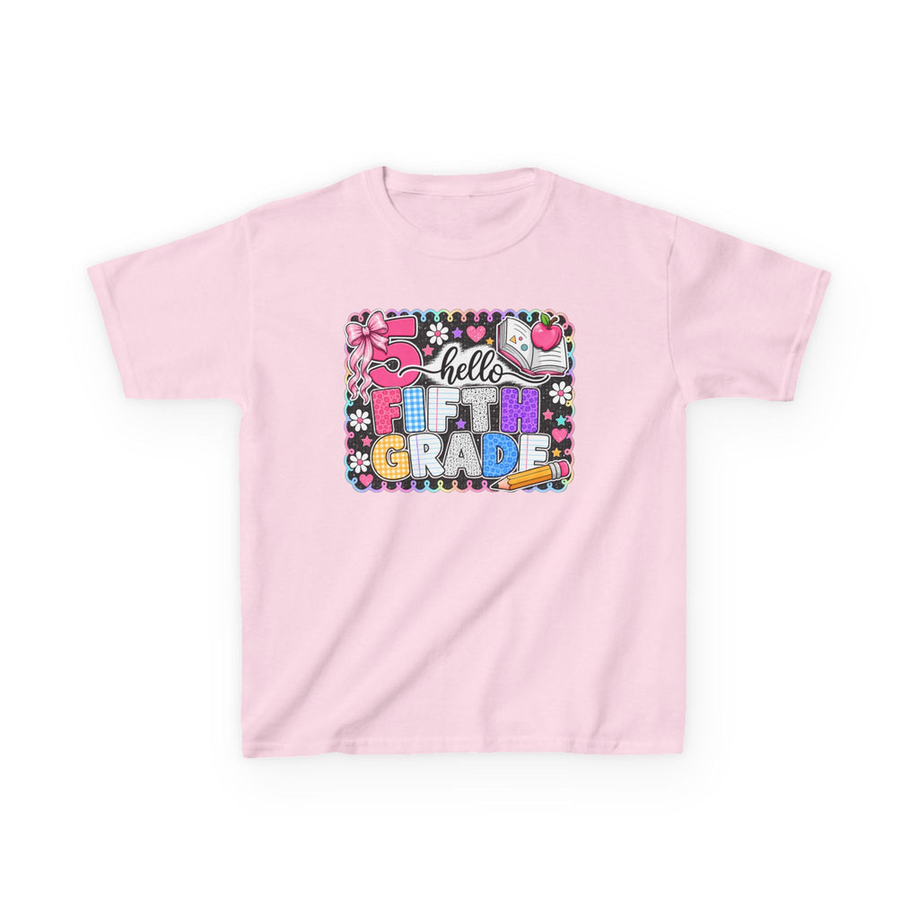 Kids T-Shirt — "Hello Fifth Grade" Colorful Back-to-School Tee