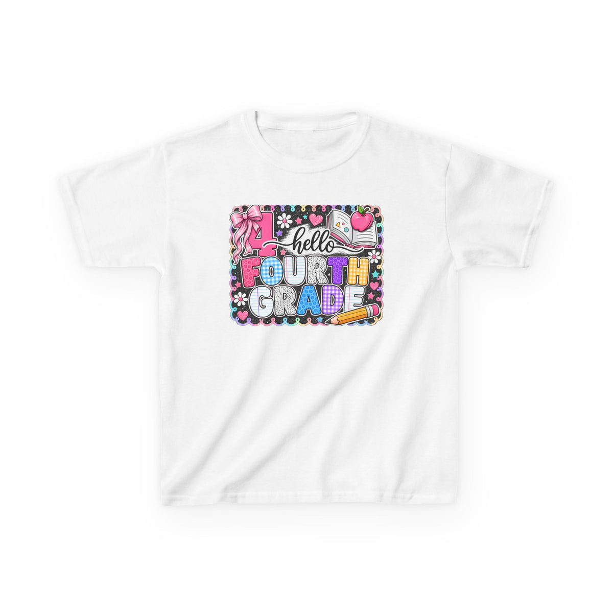 Hello Fourth Grade Kids Tee — Colorful Back-to-School Shirt for Girls & Boys