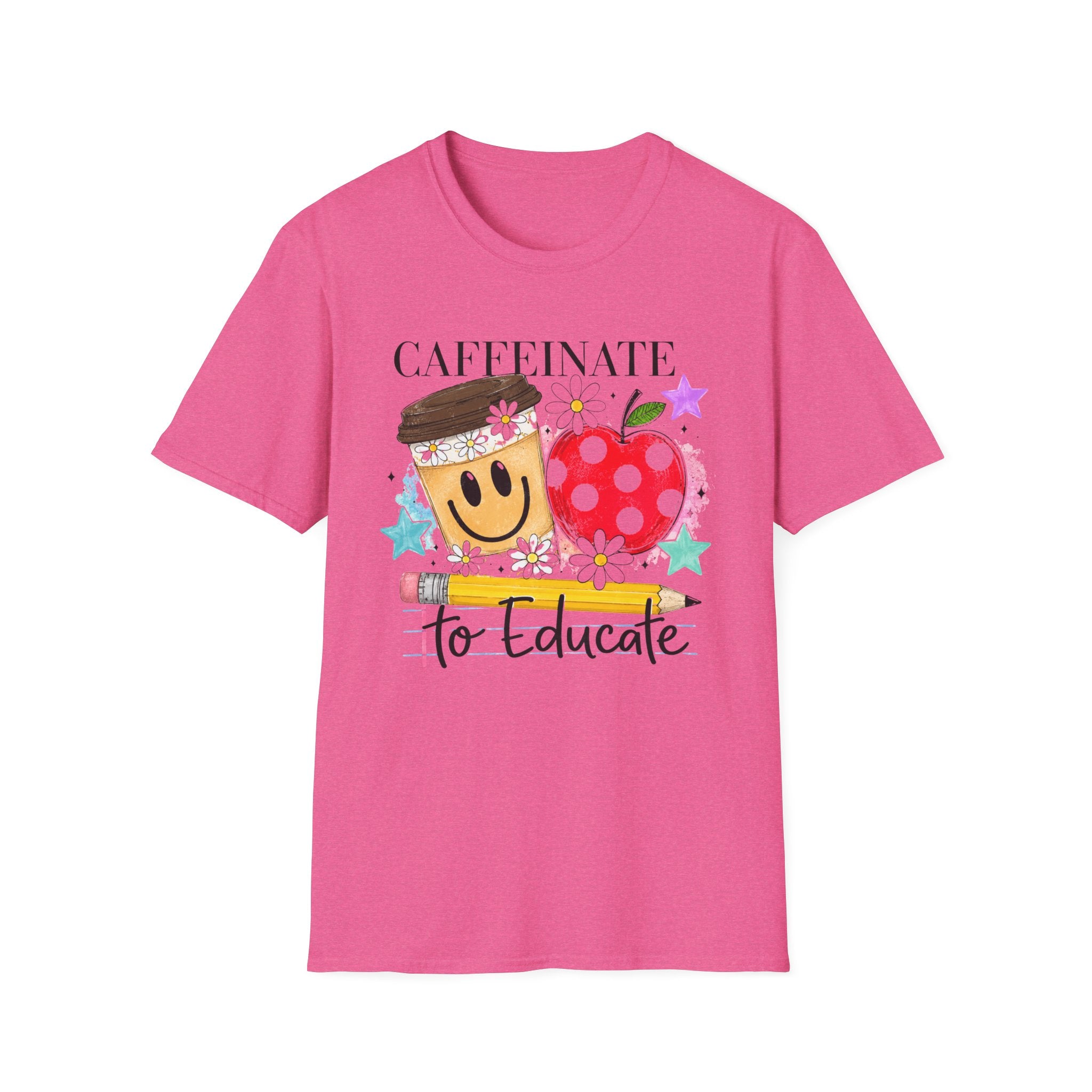 Caffeinate to Educate Teacher T‑Shirt — Cute Coffee & Apple Back‑to‑School Tee