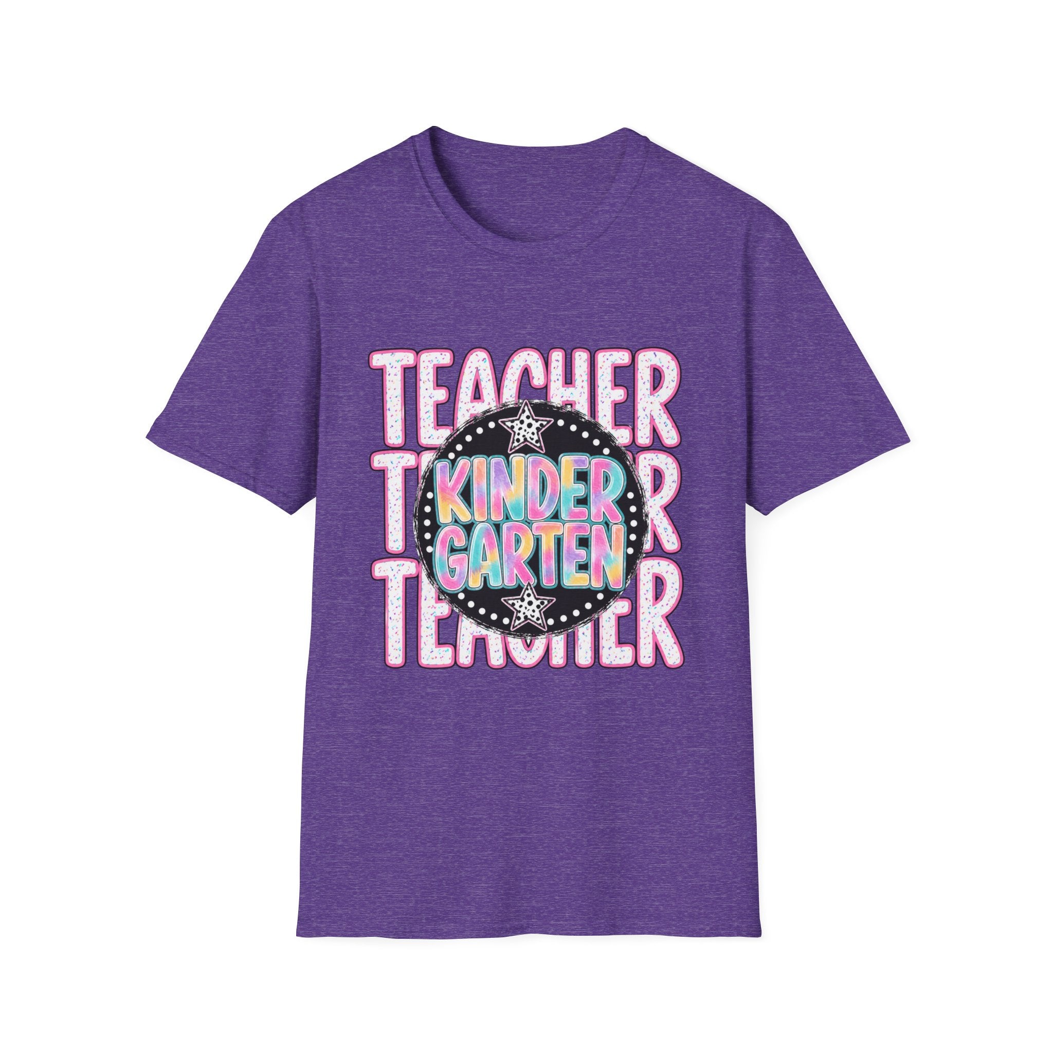 Kindergarten Teacher T-Shirt — Colorful Chalkboard 'Teacher' Design