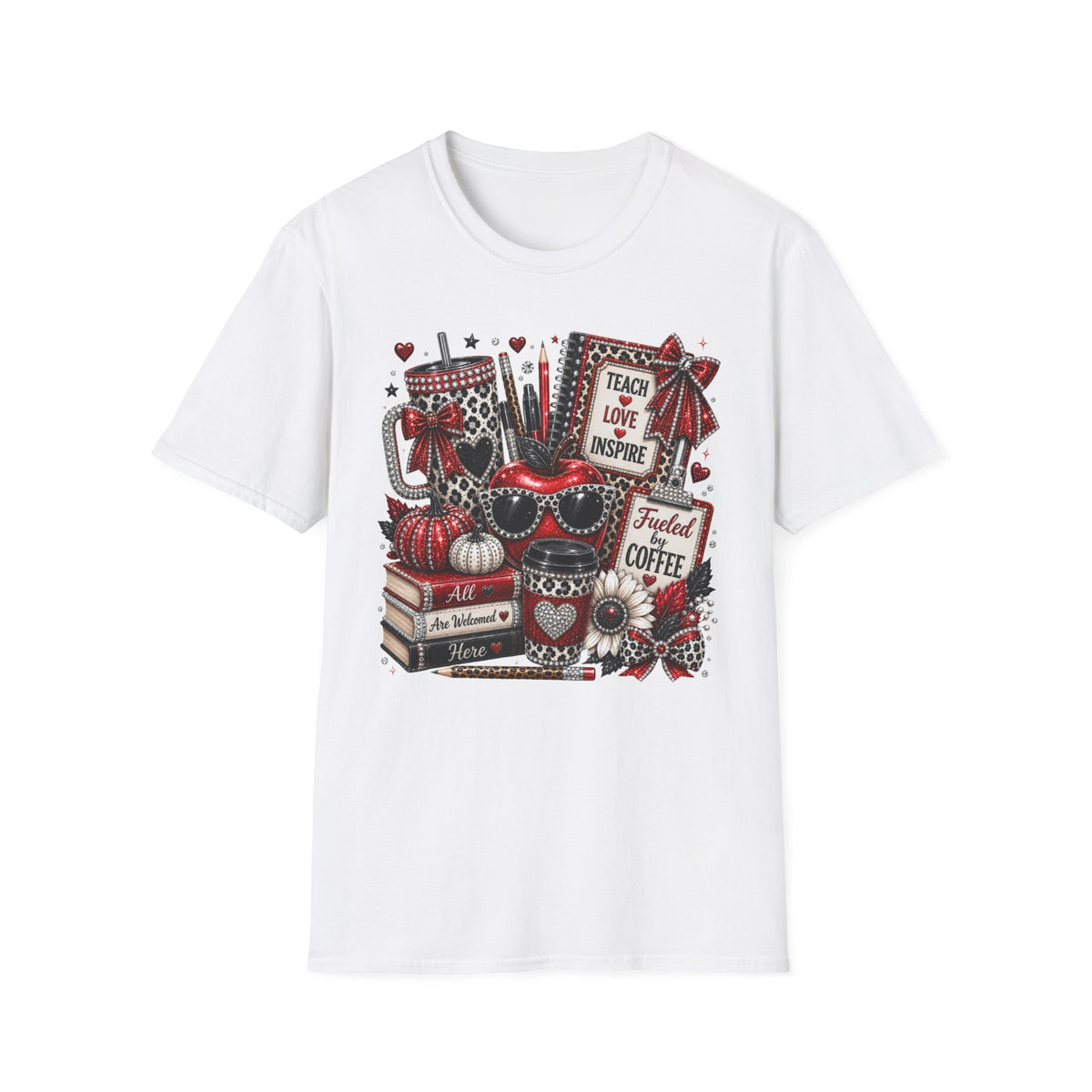 Teacher Love Inspire T‑Shirt — Fueled by Coffee Back‑to‑School Tee for Educators