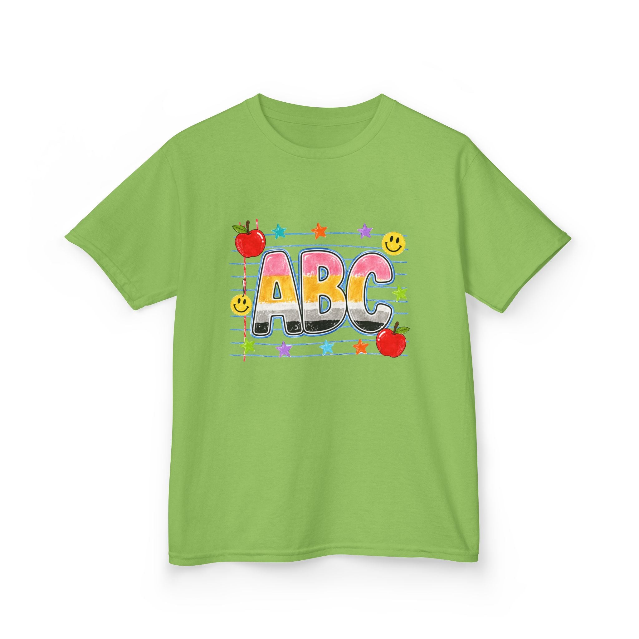 Kids ABC School T-Shirt — Colorful Back-to-School Tee with Apples & Stars