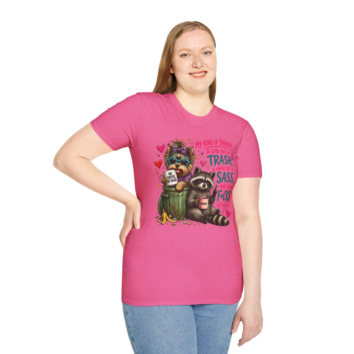 Funny ‘My Kind of Therapy’ Raccoon & Trash Panda T-Shirt — Sass & No Coffee Humor