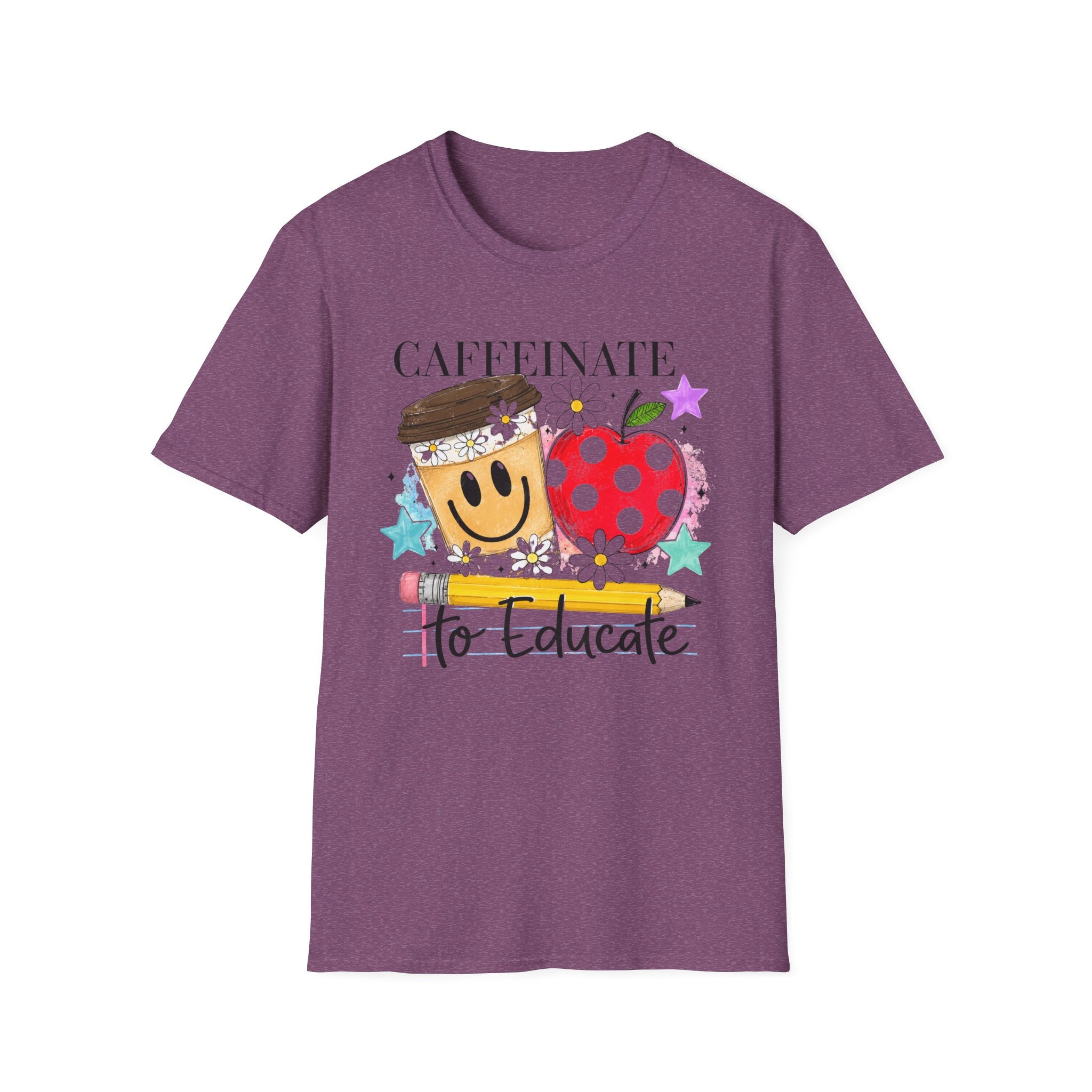 Caffeinate to Educate Teacher T‑Shirt — Cute Coffee & Apple Back‑to‑School Tee
