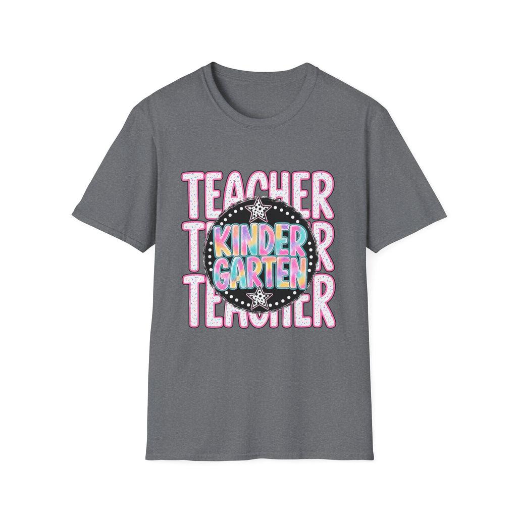 Kindergarten Teacher T-Shirt — Colorful Chalkboard 'Teacher' Design