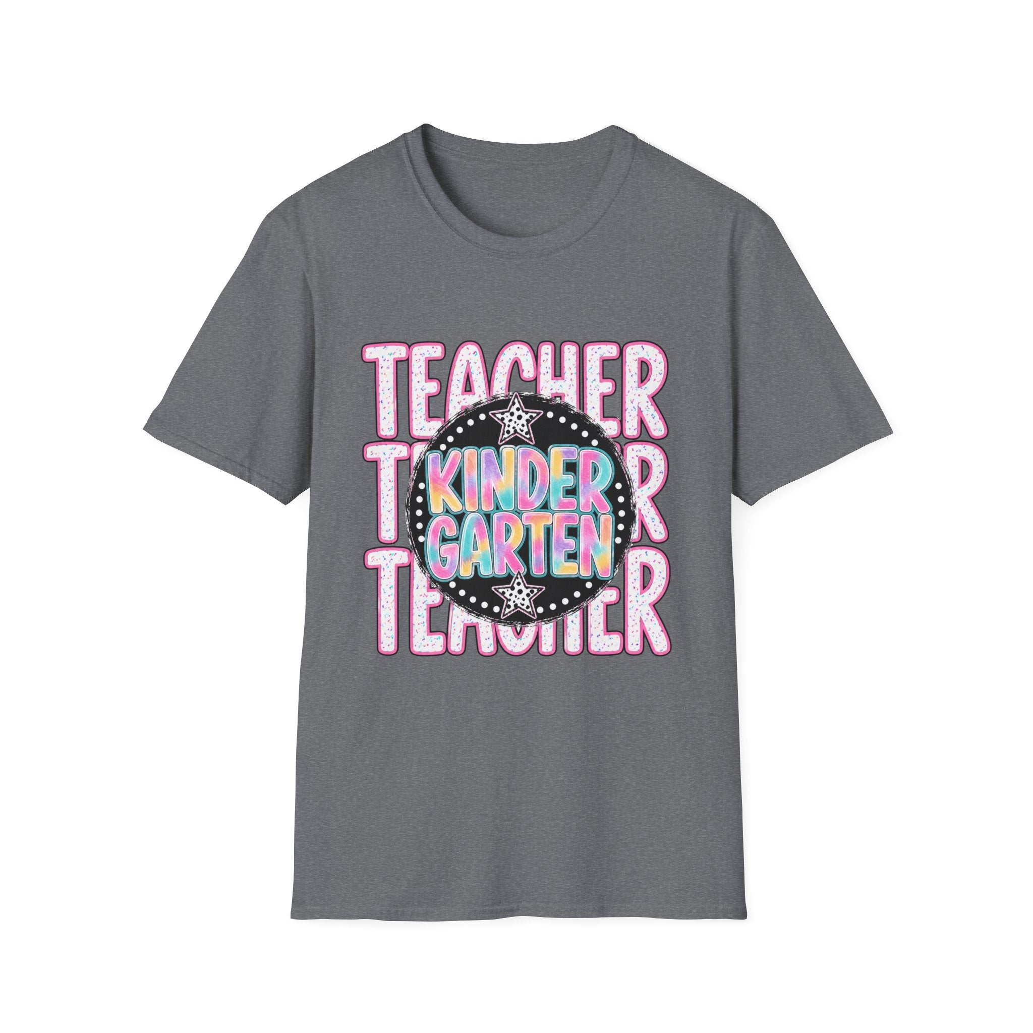Kindergarten Teacher T-Shirt — Colorful Chalkboard 'Teacher' Design