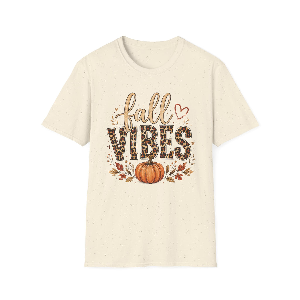 Fall Vibes T-Shirt — Leopard Print Pumpkin Autumn Graphic Tee