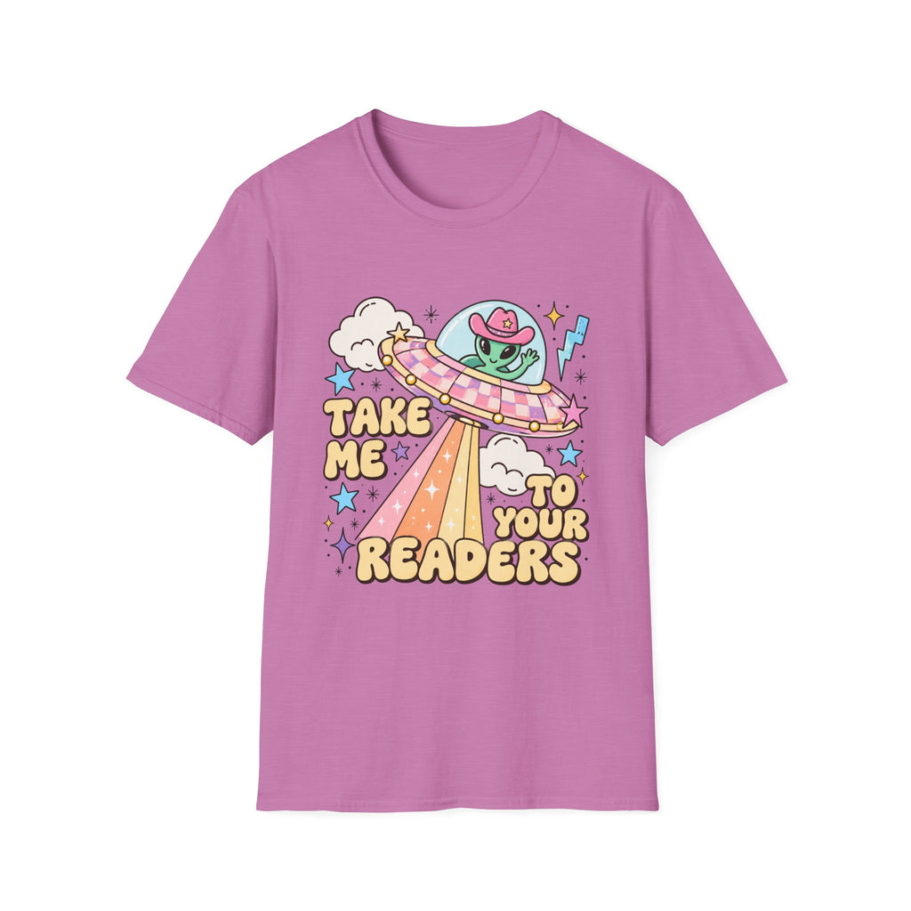 T-Shirt — “Take Me to Your Readers” Alien UFO Cute Graphic Tee