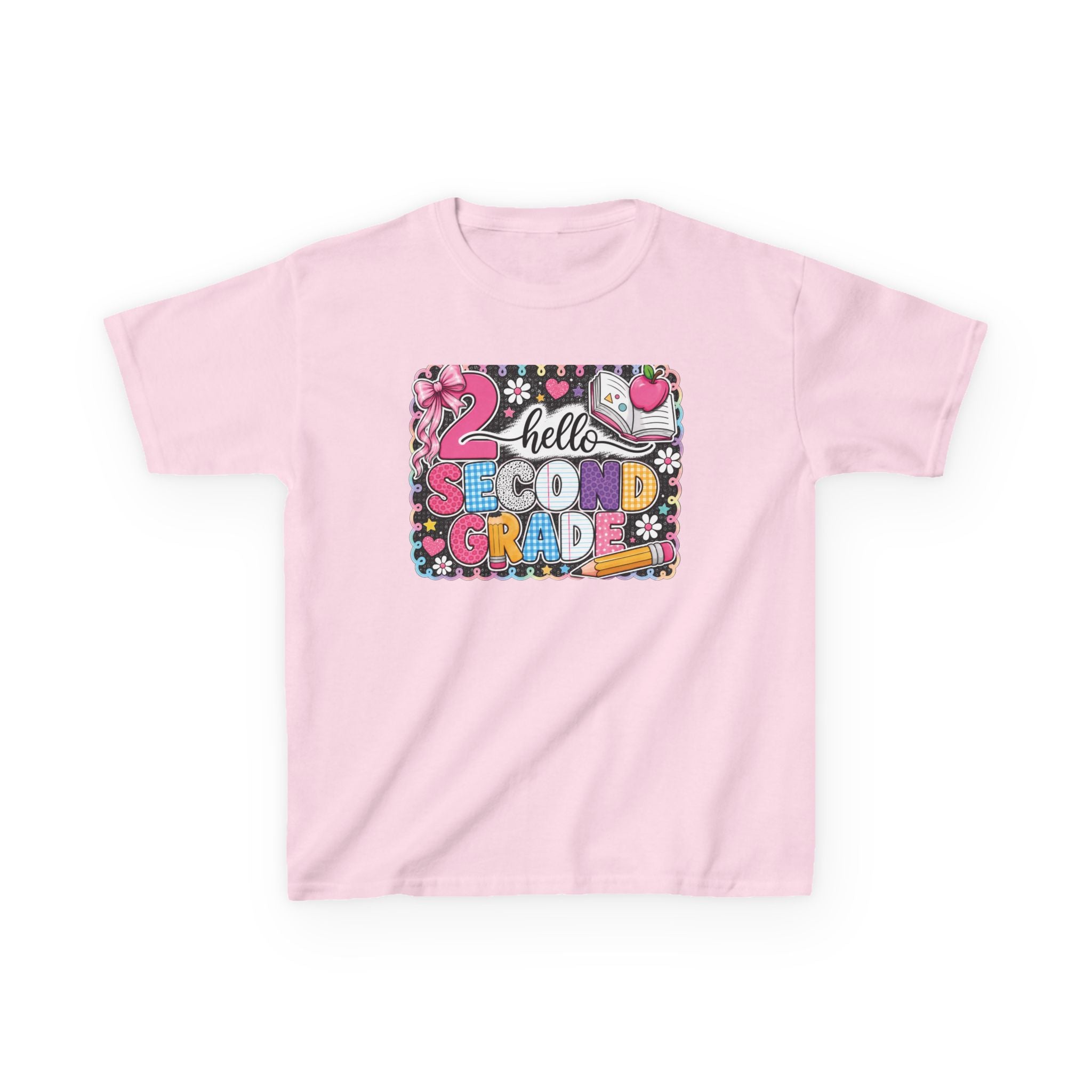 Second Grade Kids T‑Shirt - "Hello Second Grade" Colorful School Back-to-School Tee