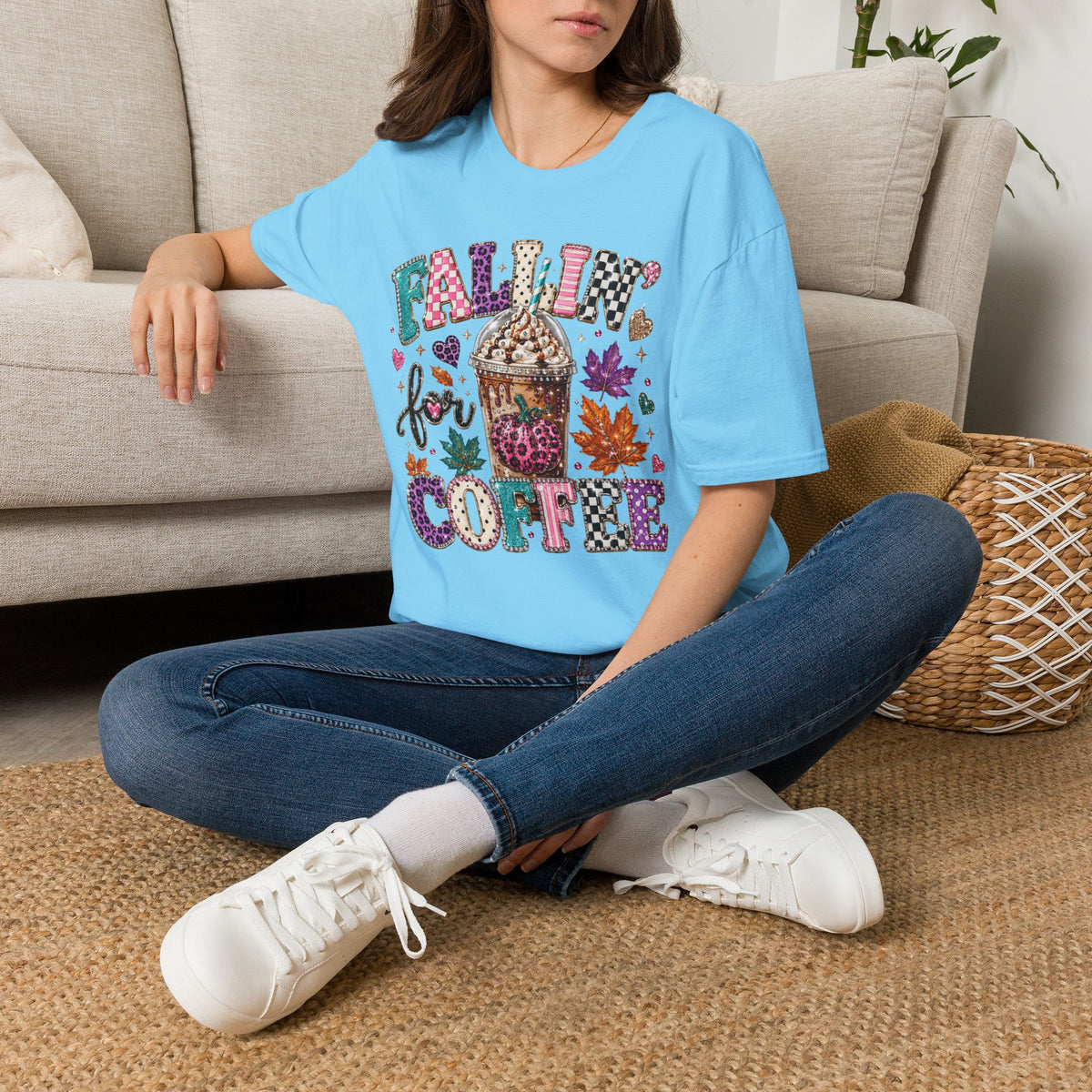 Fallin' for Coffee T‑Shirt — Cozy Autumn Coffee Graphic Tee