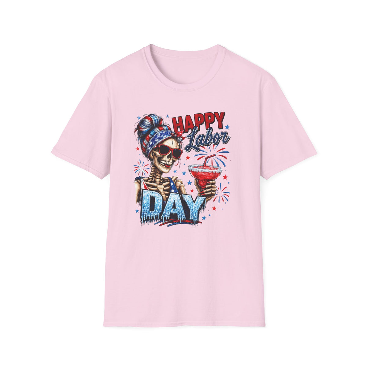 Labor Day Skull Tee — "Happy Labor Day" Patriotic Skull Graphic T-Shirt