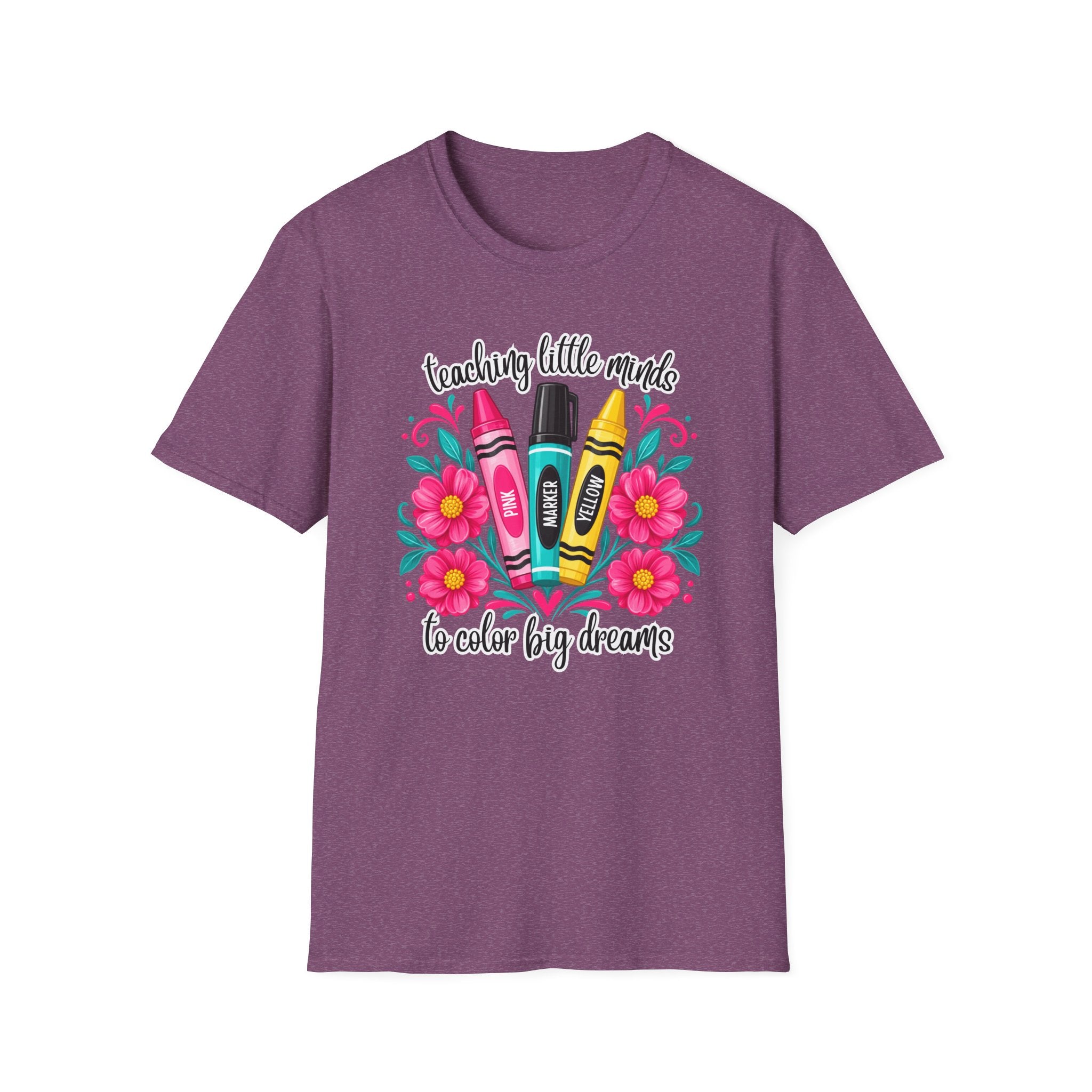 Teaching Little Minds T-Shirt — 'Teaching Little Minds, We Color Big Dreams' Cute Crayon Teacher Tee