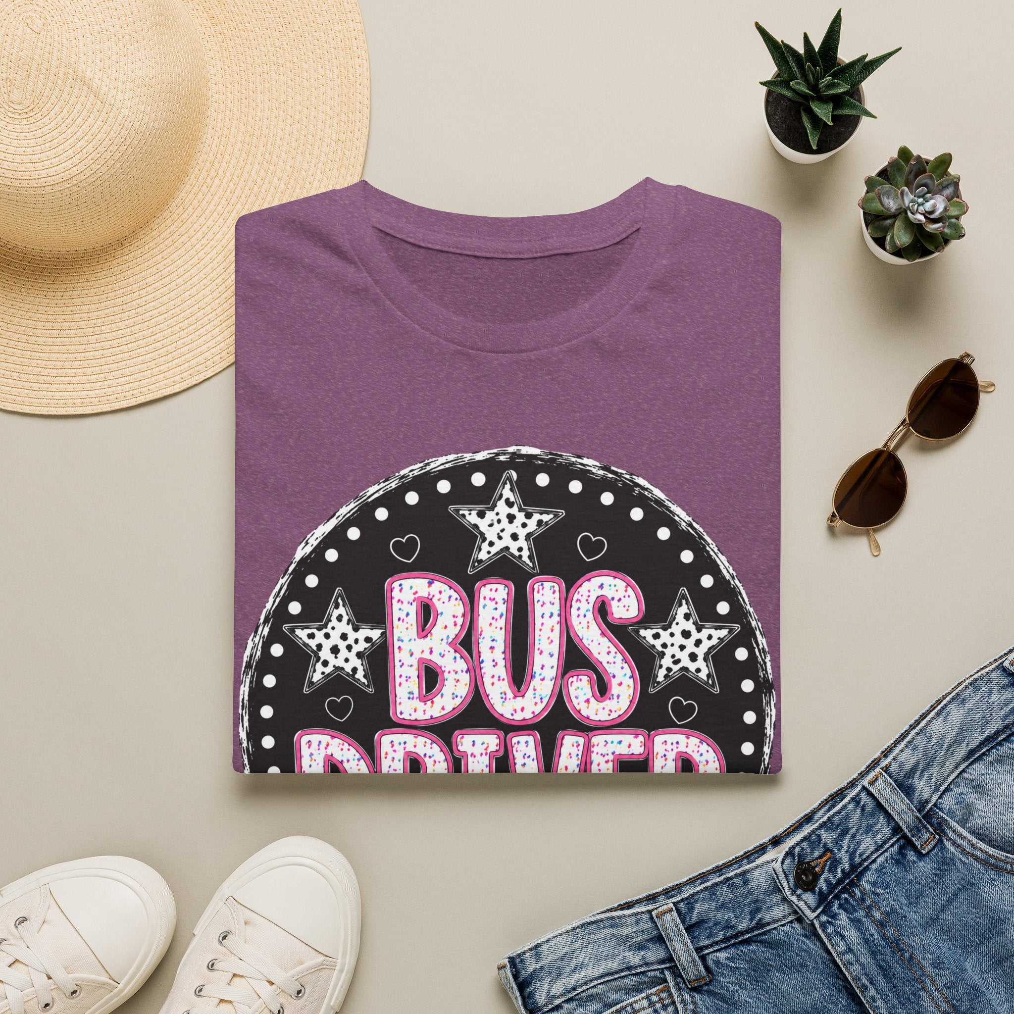Bus Driver T‑Shirt — Retro Chalkboard Stars Design