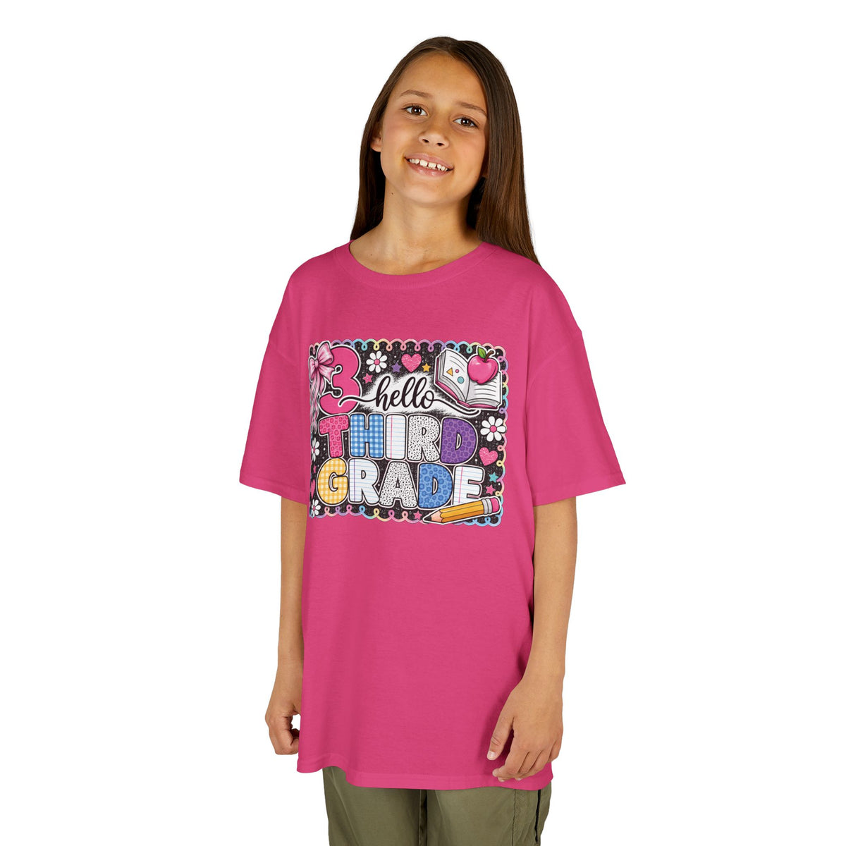 Third Grade Kids T-Shirt — "Hello Third Grade" Colorful Back-to-School Tee