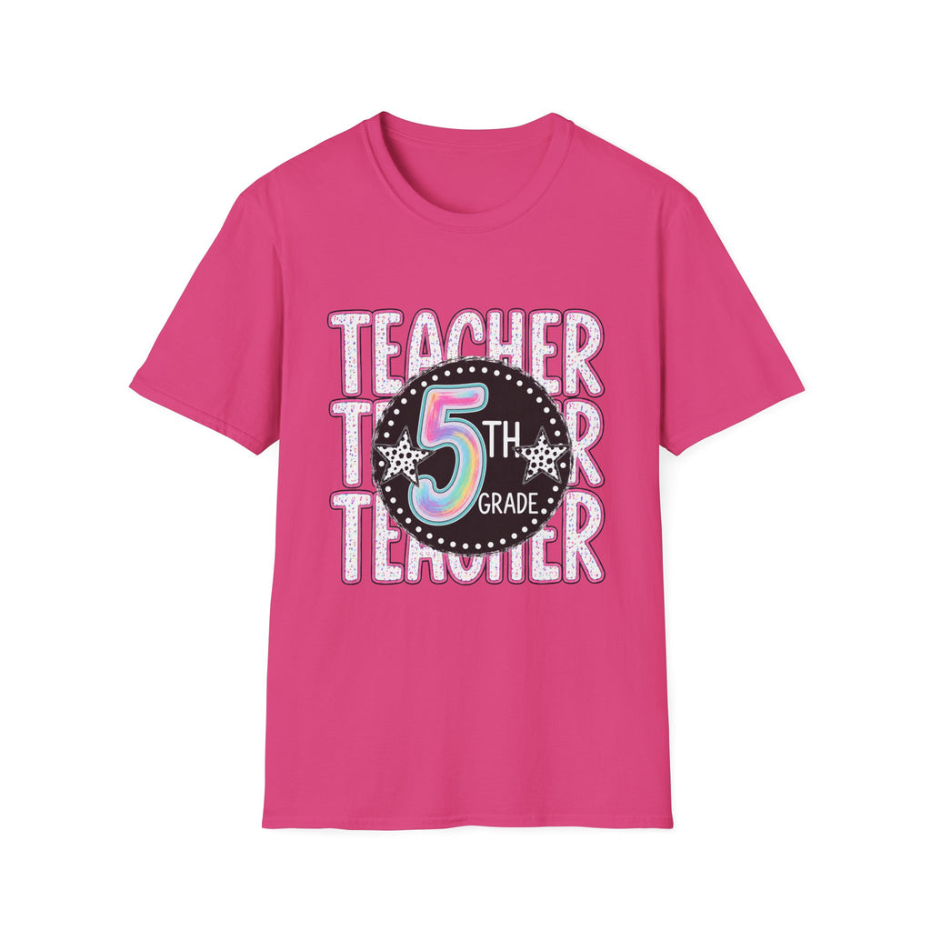 5th Grade Teacher T-Shirt — Colorful Chalkboard Design