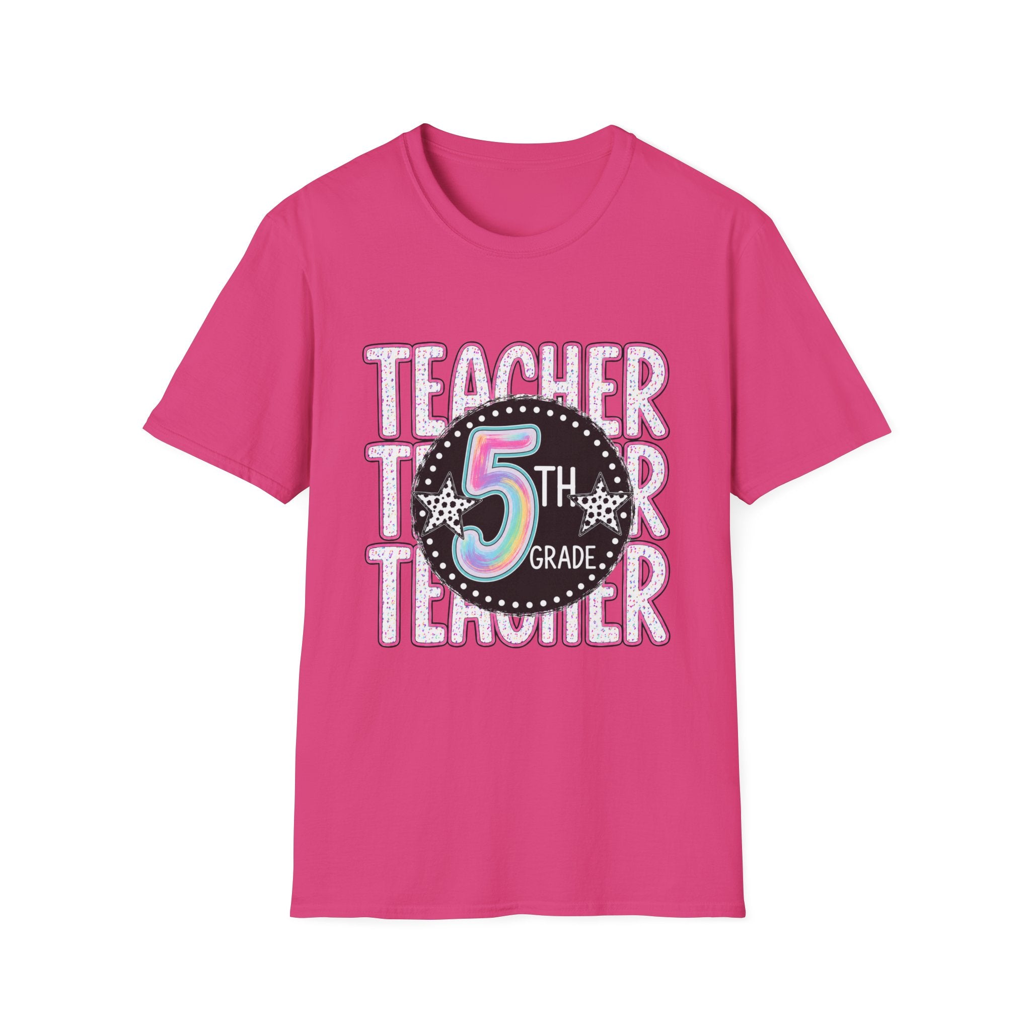5th Grade Teacher T-Shirt — Colorful Chalkboard Design