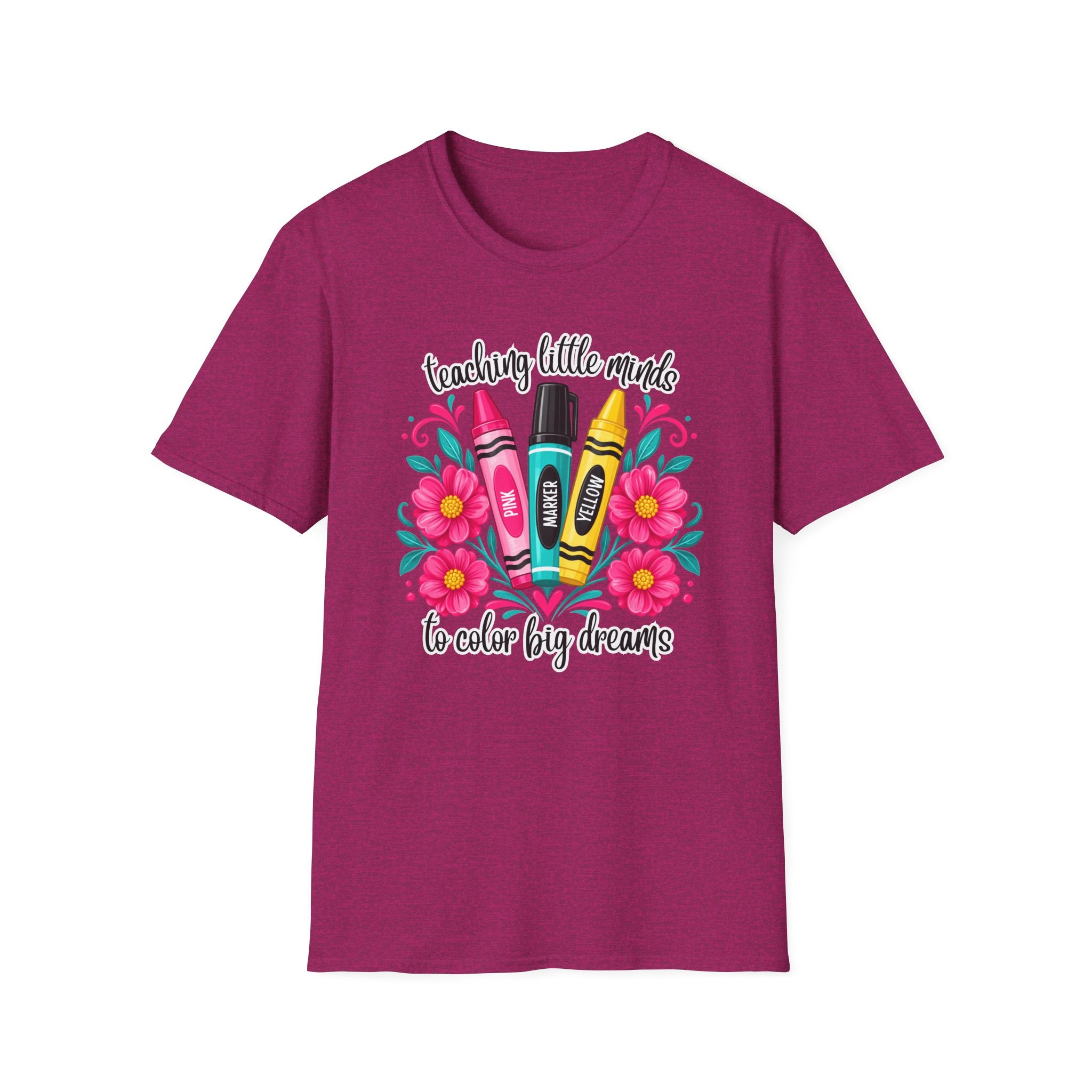 Teaching Little Minds T-Shirt — 'Teaching Little Minds, We Color Big Dreams' Cute Crayon Teacher Tee