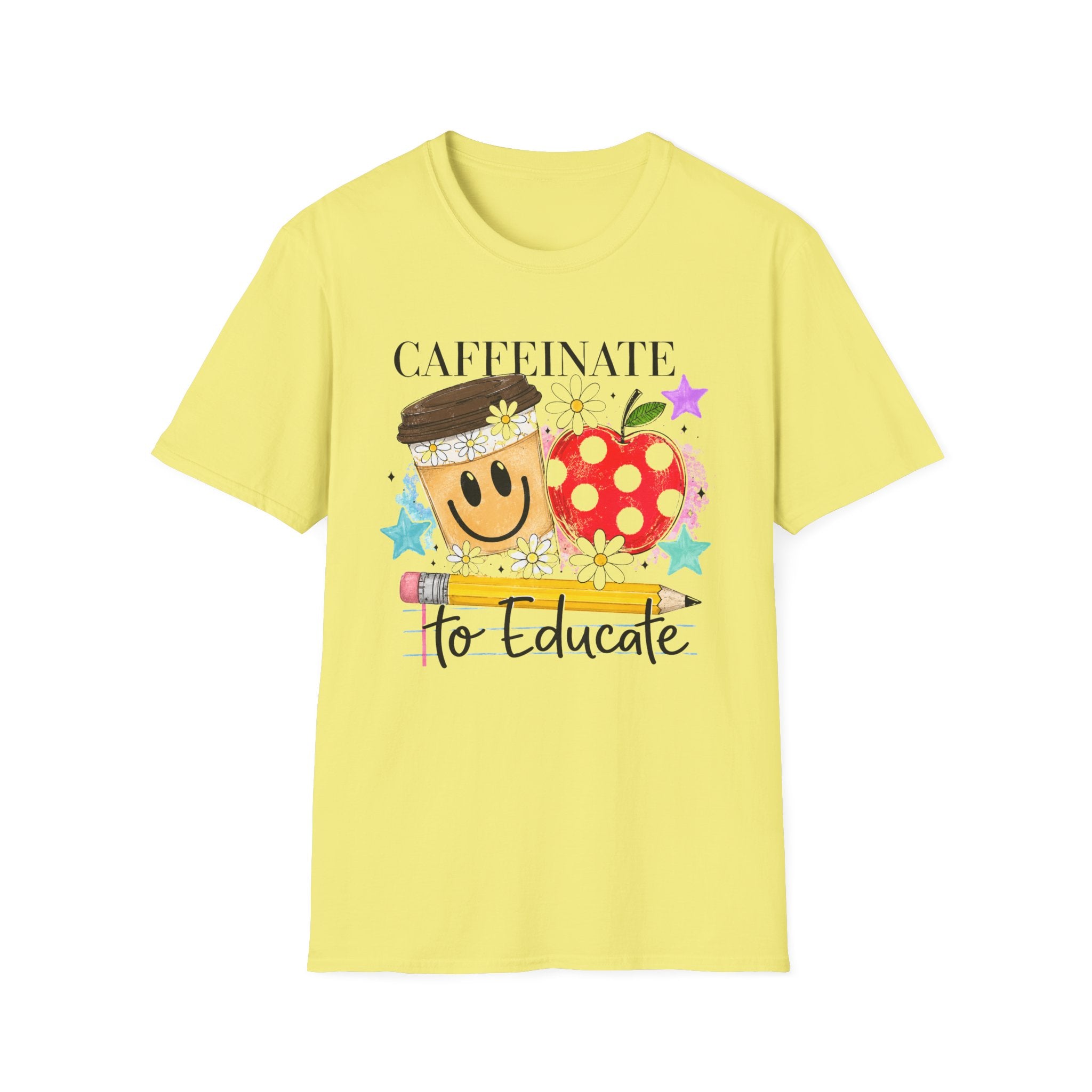 Caffeinate to Educate Teacher T‑Shirt — Cute Coffee & Apple Back‑to‑School Tee