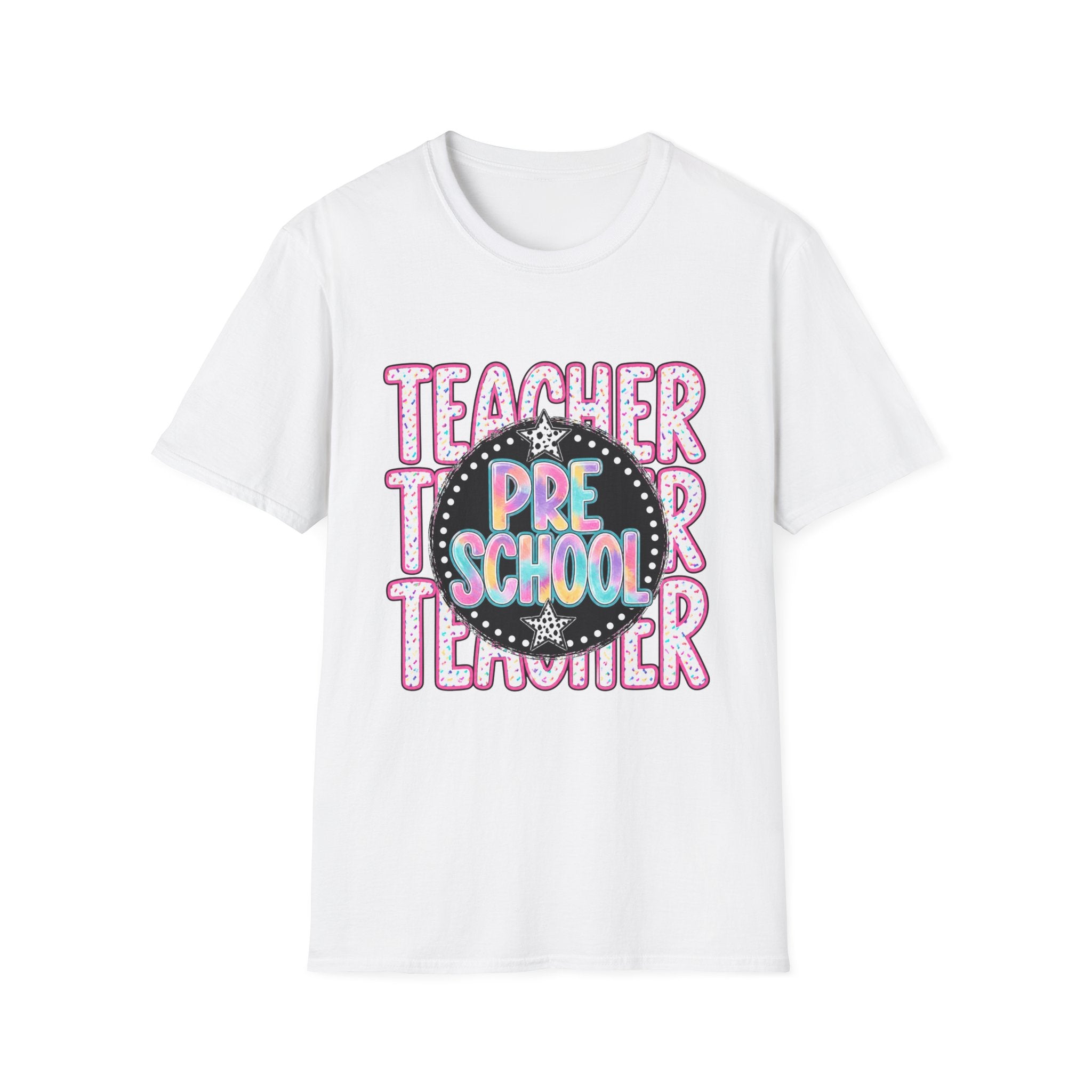 Preschool Teacher T‑Shirt — Cute Colorful 'Pre School' Chalkboard Design