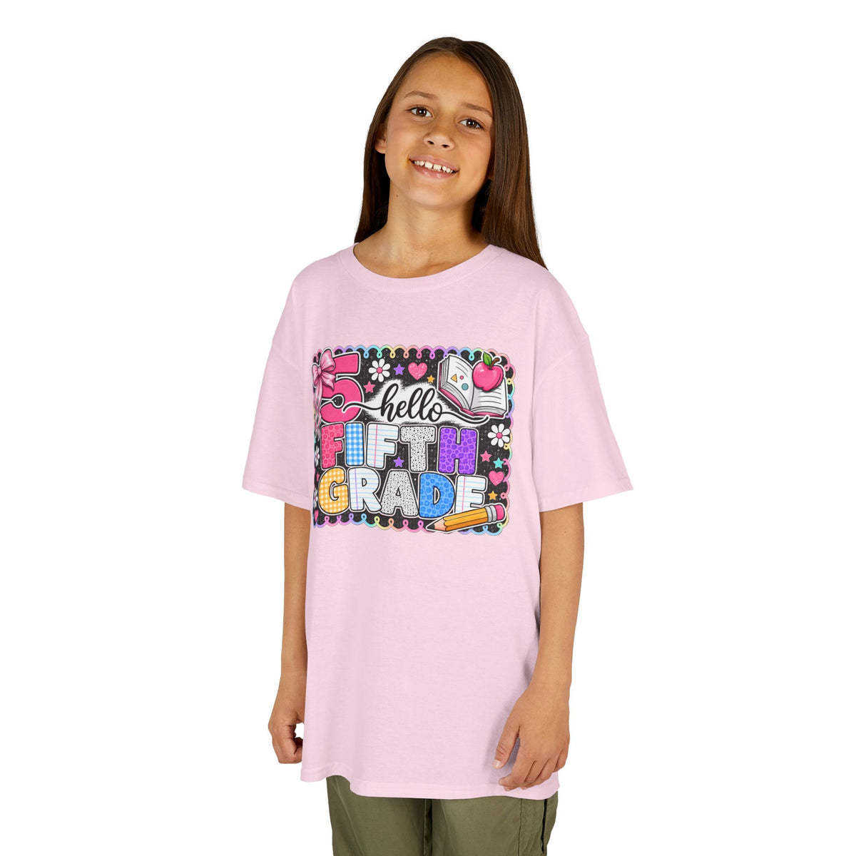 Kids T-Shirt — "Hello Fifth Grade" Colorful Back-to-School Tee