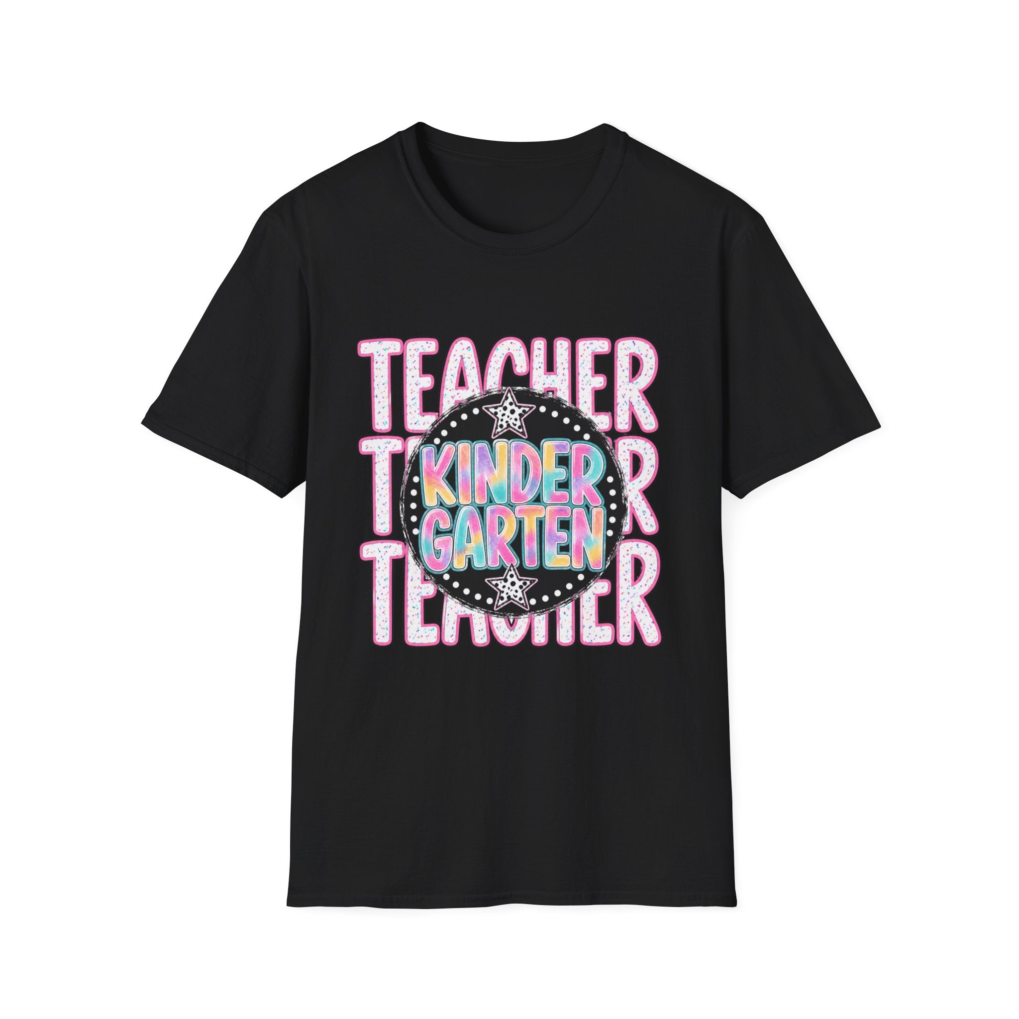 Kindergarten Teacher T-Shirt — Colorful Chalkboard 'Teacher' Design
