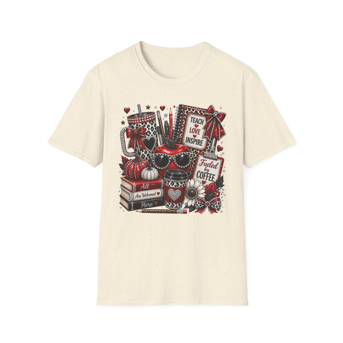 Teacher Love Inspire T‑Shirt — Fueled by Coffee Back‑to‑School Tee for Educators