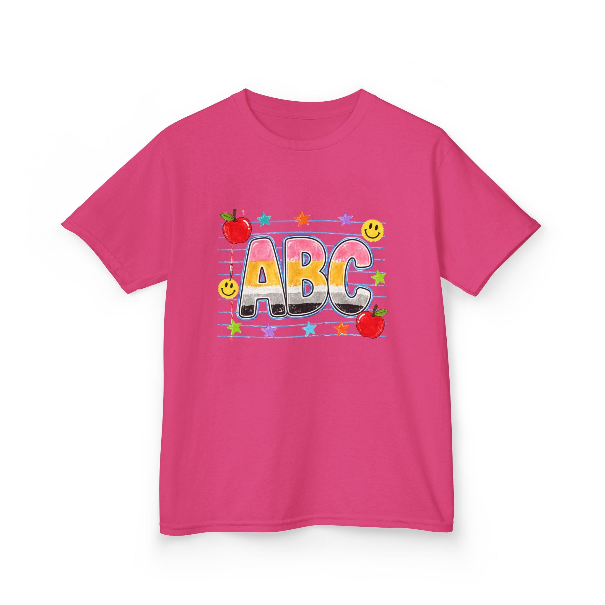 Kids ABC School T-Shirt — Colorful Back-to-School Tee with Apples & Stars